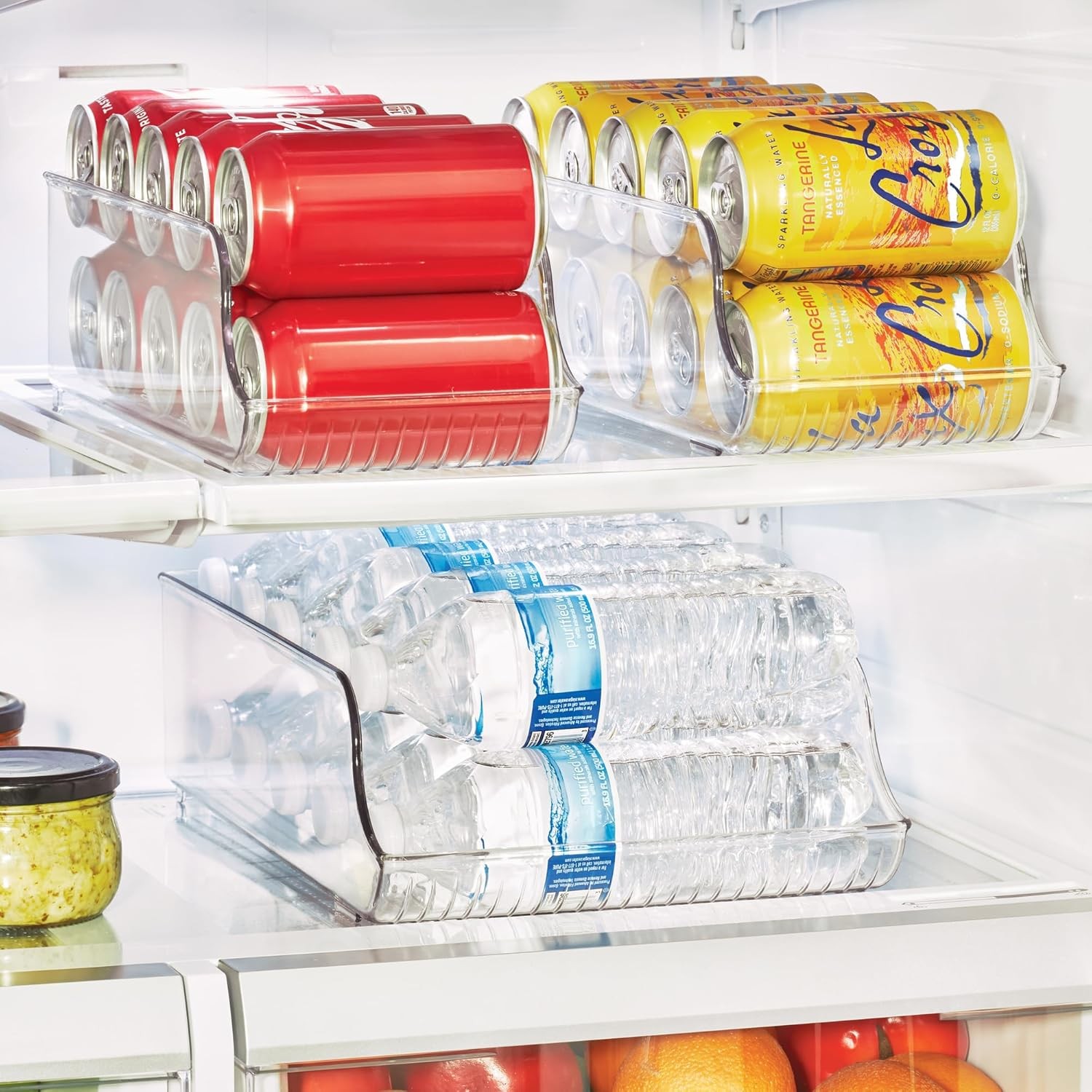 Water Bottle Organizer for Fridge or Pantry – Clear – Made in USA