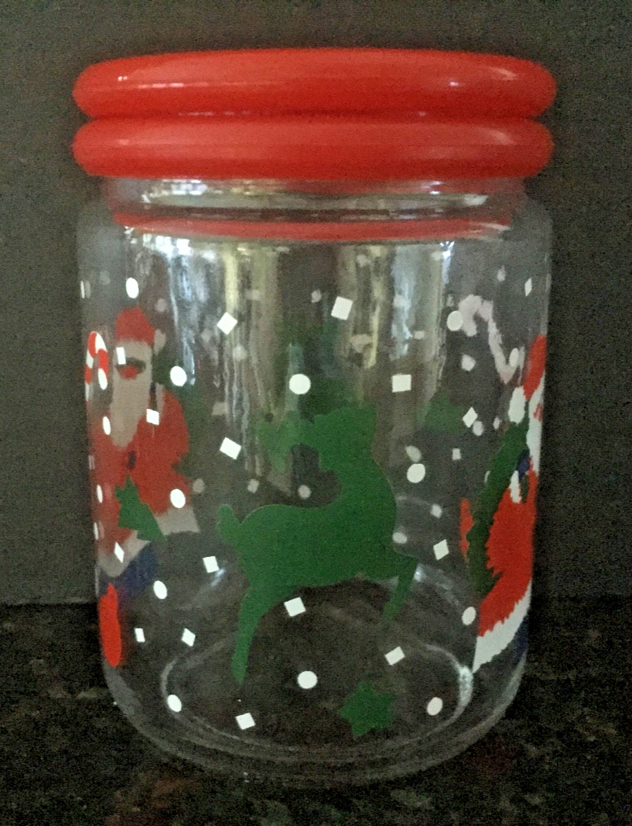 Santa & Reindeer Glass Christmas Candy/Treats Jar/Snow/Trees & More/NEW!!!