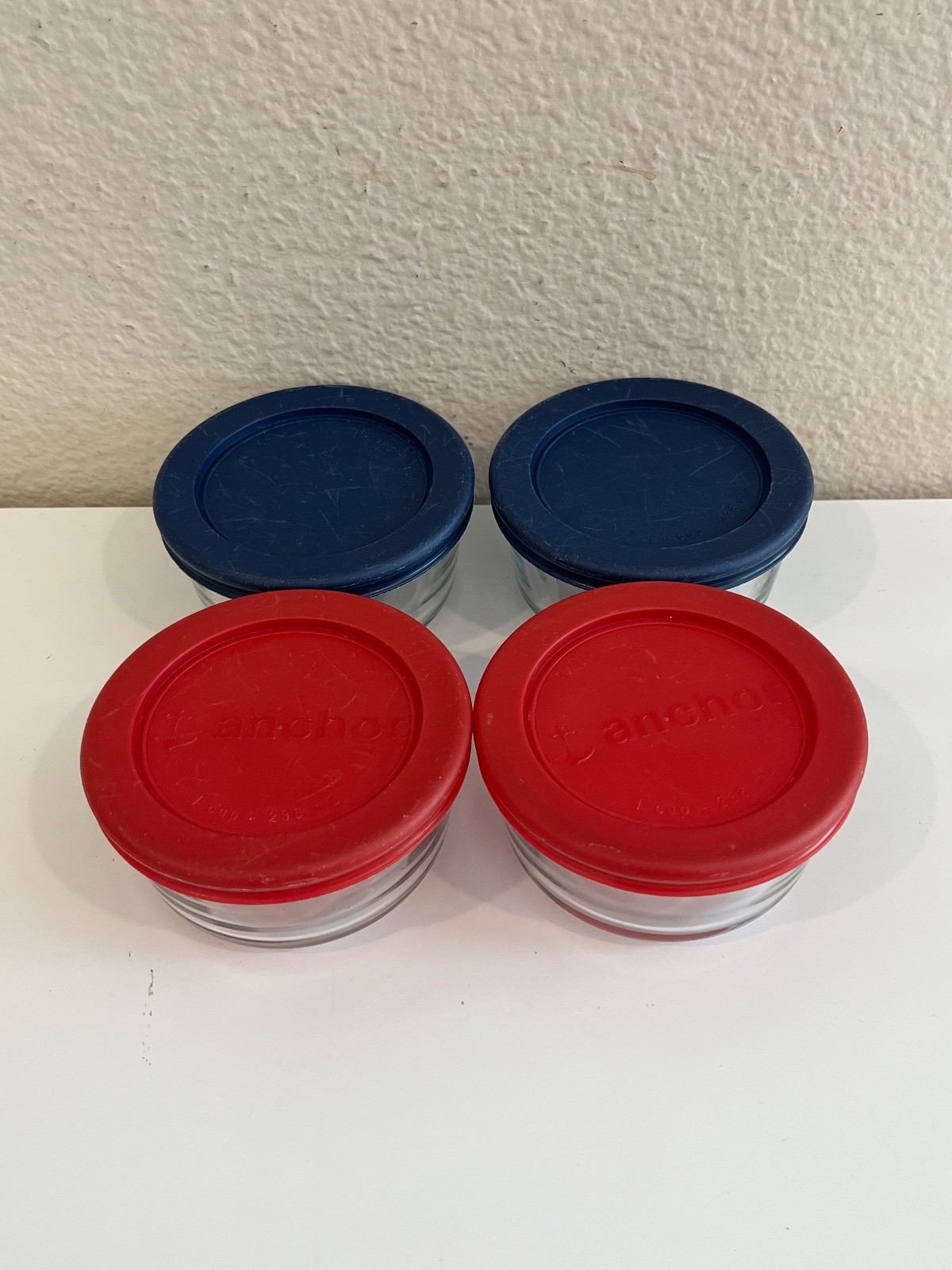Lot 4 – Anchor Hocking 1 Cup Clear Round Glass Food Storage Container Bowl