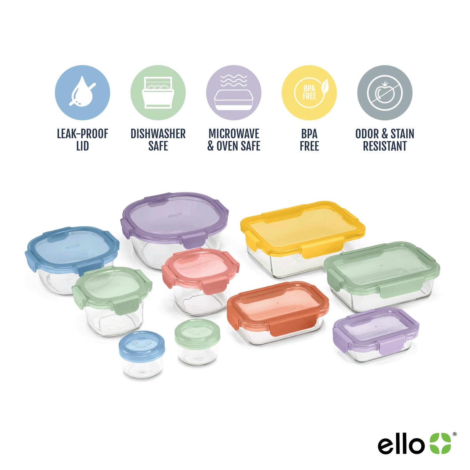 Color Lock 20PC Mixed Glass Food Storage Sets, Leak-Proof Glass Food Storage …