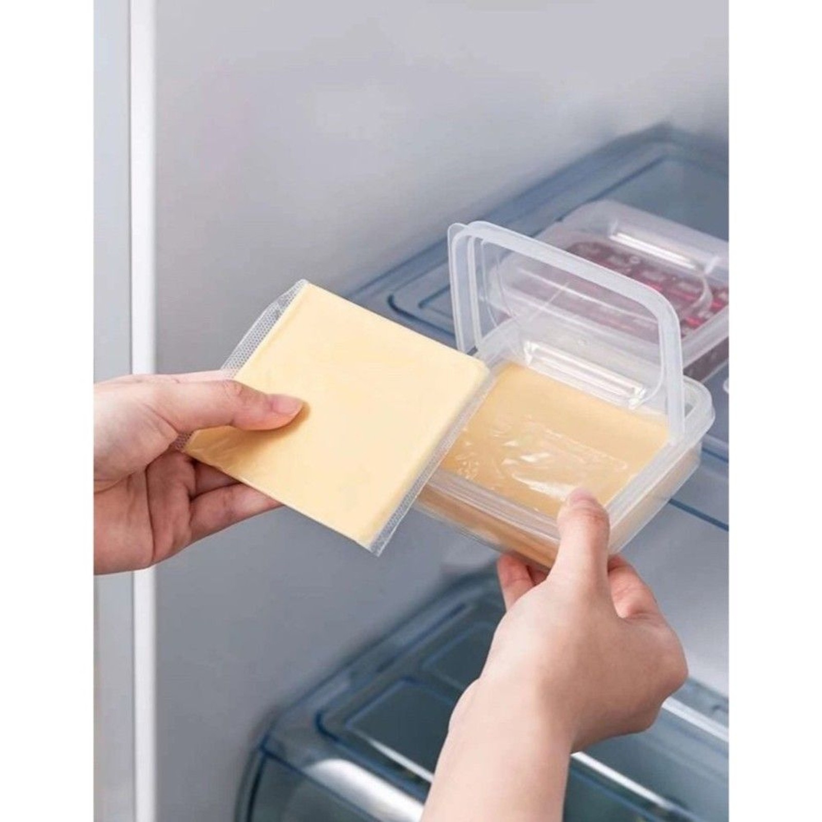 Clear Organizer Food Storage Box Plastic Refrigerator Cheese Box 1 PCS Makeup Sb