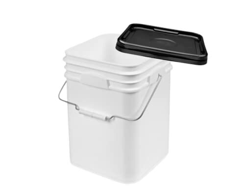 4 Gallon White Square Food Grade Bucket Pail with Gasket Lid( Pack of 3)