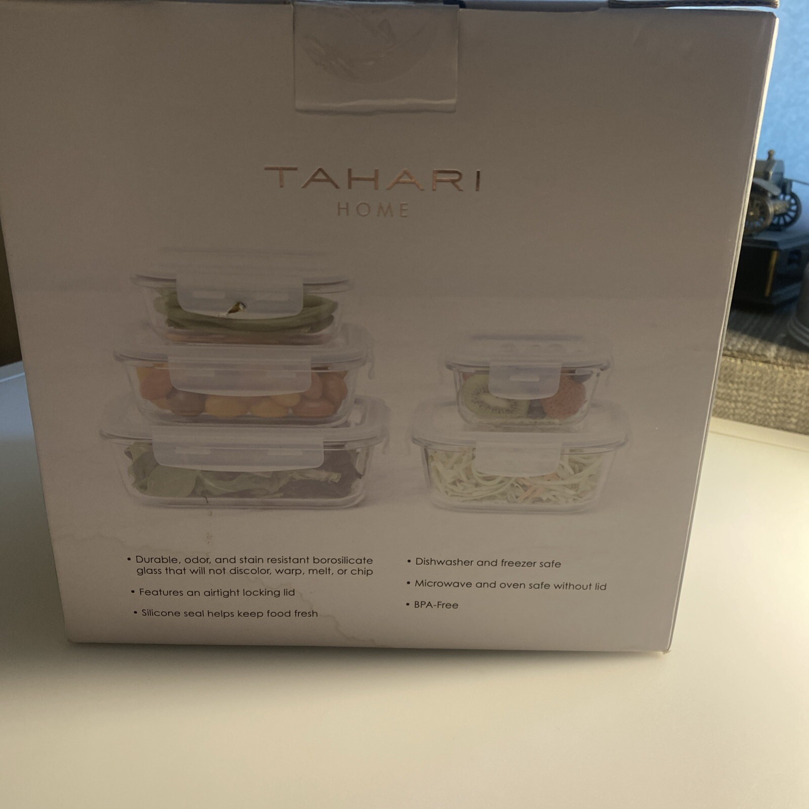Tahari Home 18K Signature Series 10-Piece Glass Food Storage Set Sealed zat