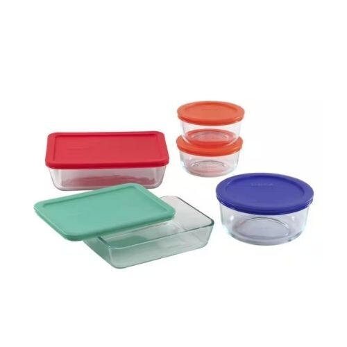 Simply Store 10 Piece Glass Storage Bakeware Set with Assorted Colored Lids