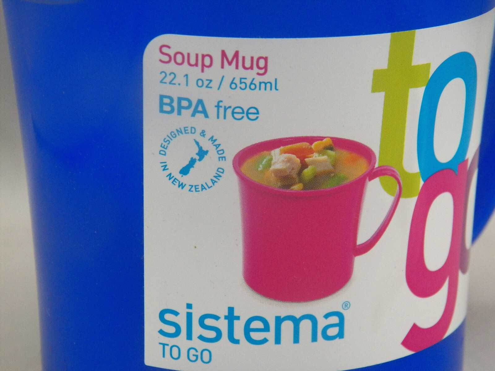 Sistema To Go Soup Mug BLUE 22.1 oz Clip Lid Phthalate BPA Free 2010