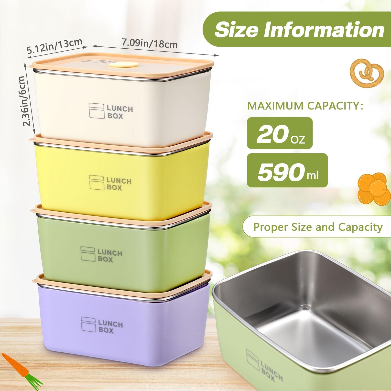 8 Pcs Stainless Steel Food Storage Containers with Lids 20 oz Metal Snack Con…