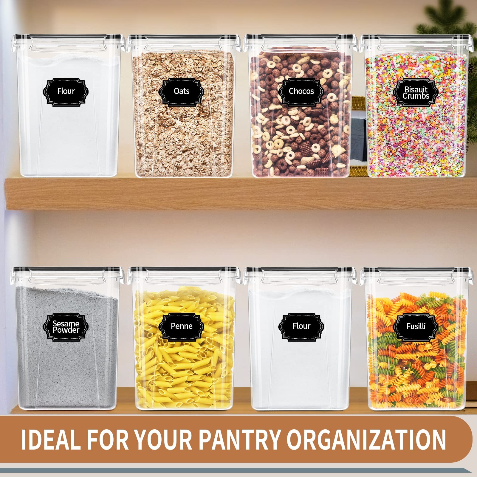 Large Airtight Food Storage Containers 5.2L / 195oz, 4pcs Pantry Kitchen Orga…