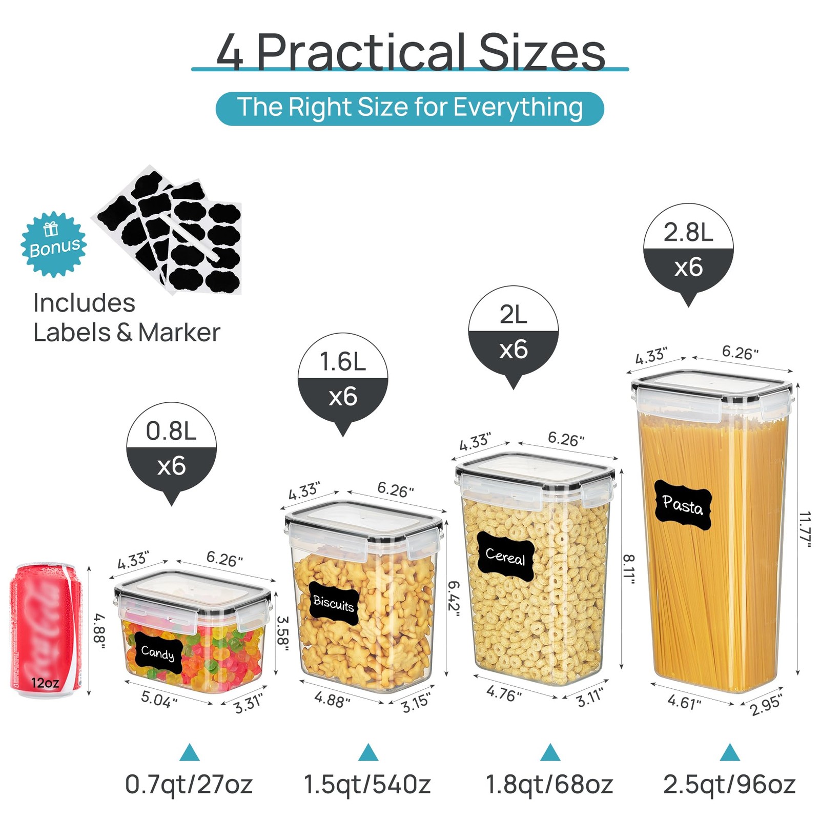 Airtight Food Storage Containers with Lids Vtopmart 24 pcs Plastic Kitchen and