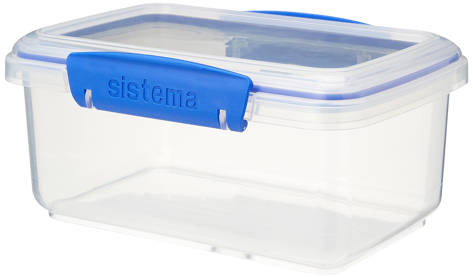 KLIP IT Rectangular Collection Food Storage Container, 33.8 oz./1 L, Clear/Blue