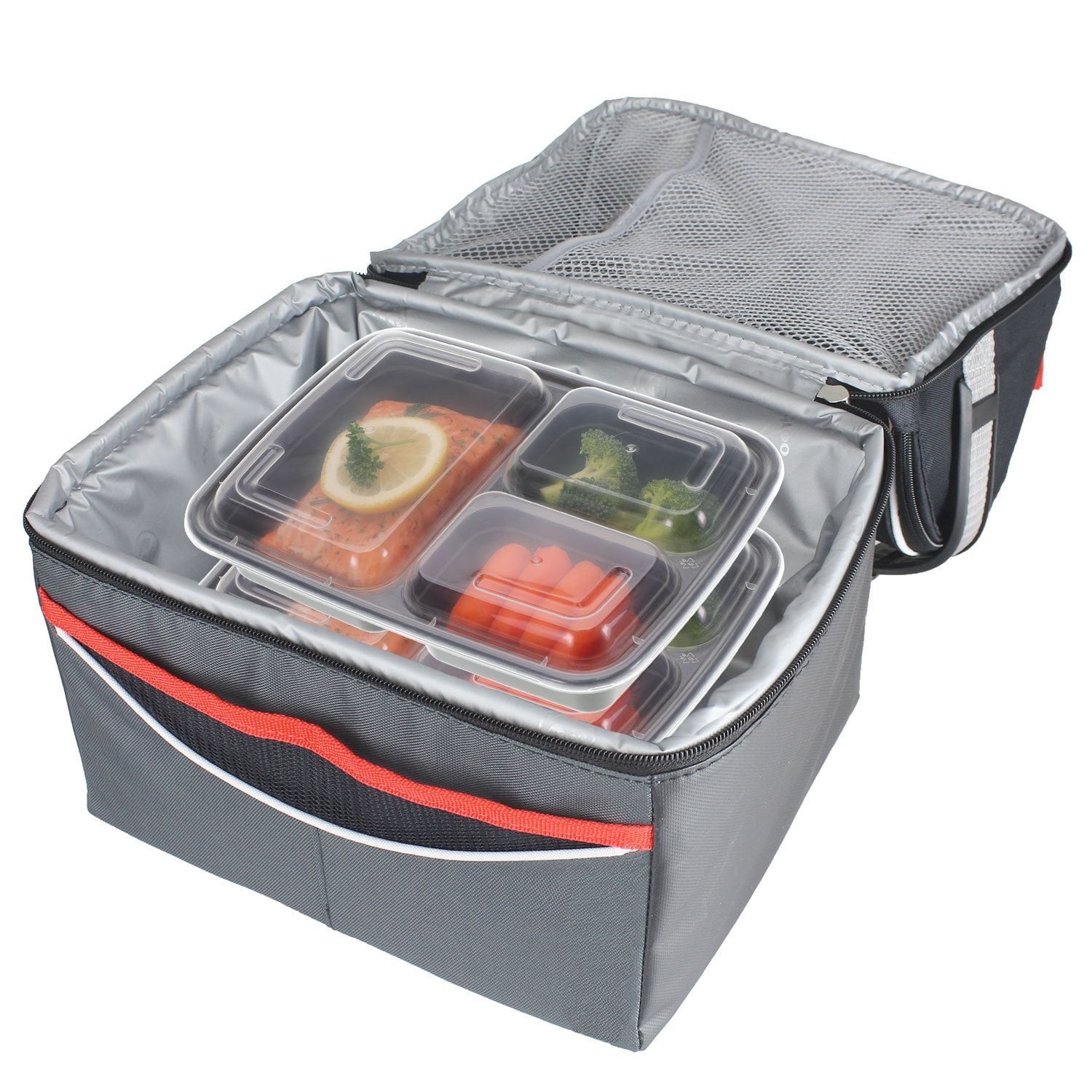 Meal Prep Containers 3 Compartments W/ Lids Set of 21