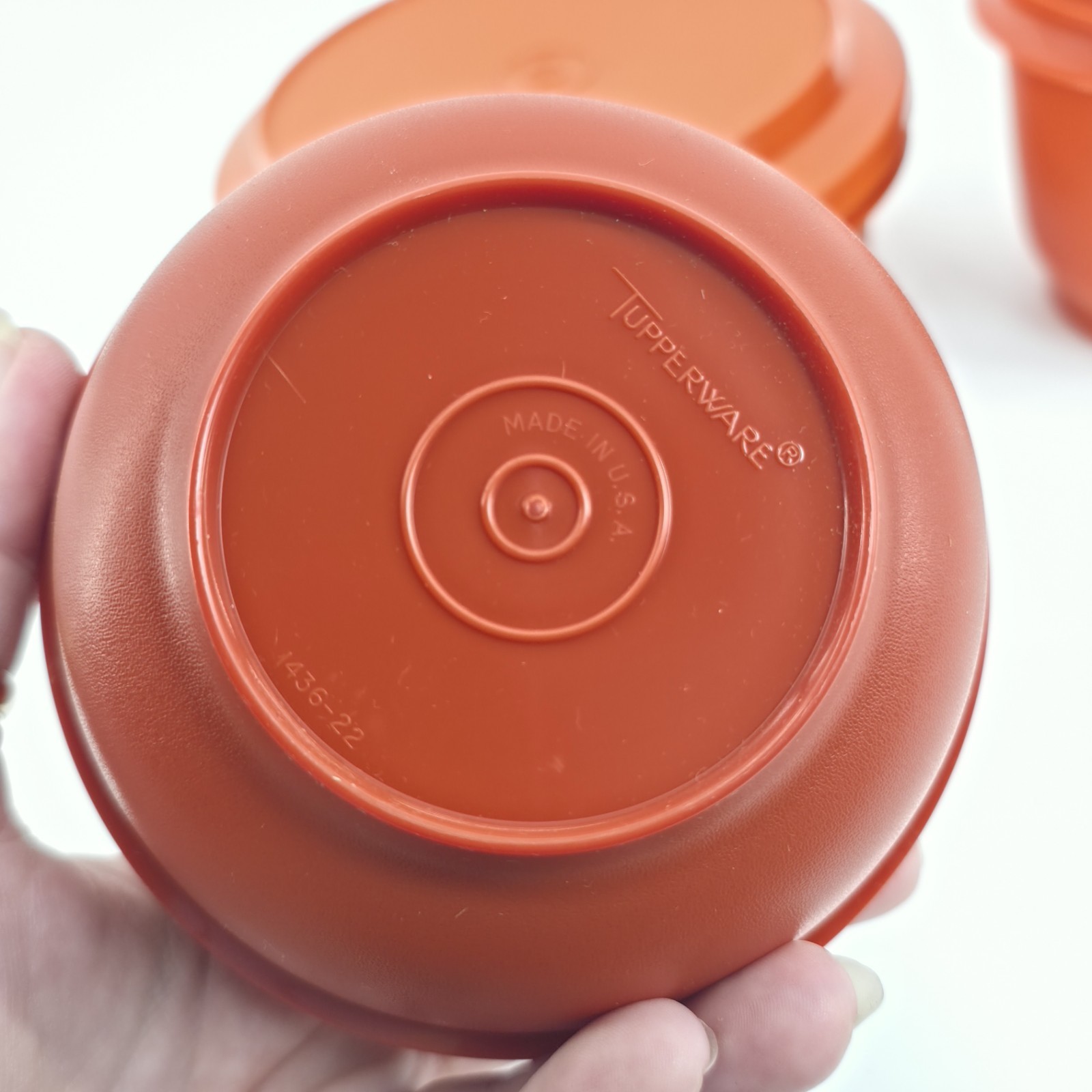Tupperware Seal N Serve Bowls Lids Set of 3 Orange #886, #1268, #1436 Vintage