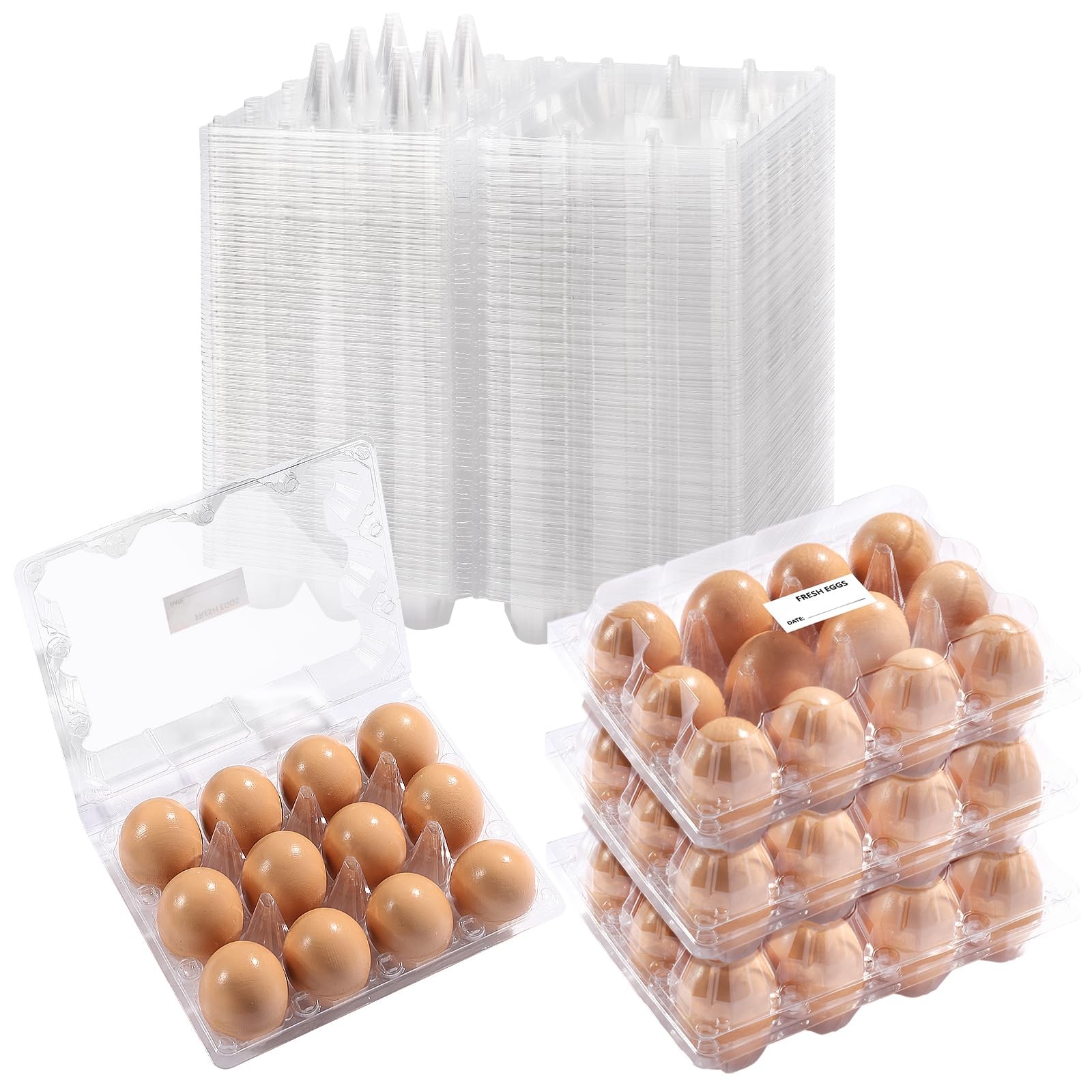 Plastic Egg Cartons Clear Reusable 3×4 Size 12 Count Bulk 100 Pack
