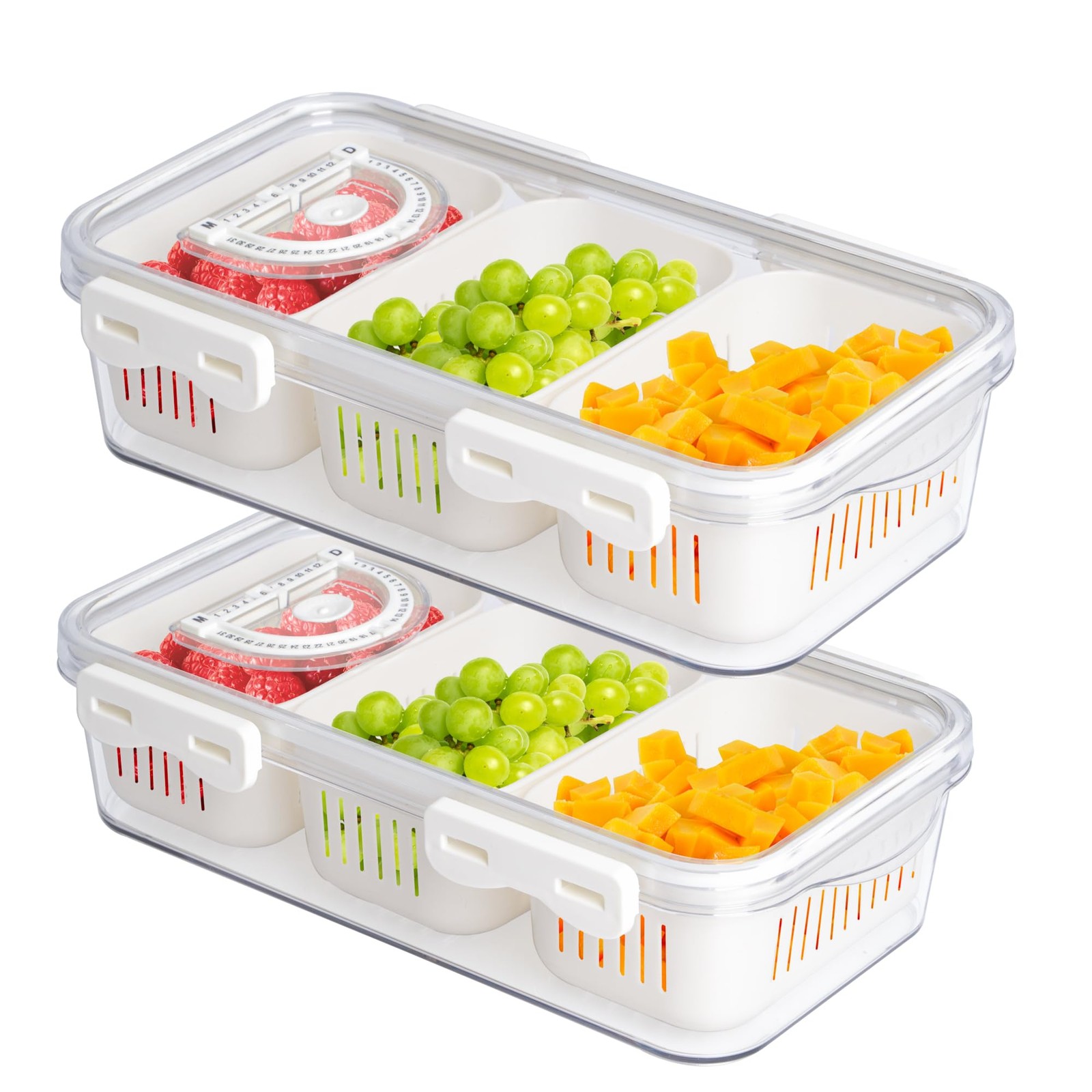 2Pack Divided Snackle Box Charcuterie Container Poratble Bacon Container for …