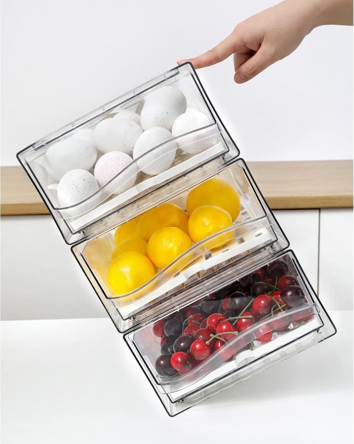 Fridge Organizer, Stackable Refrigerator Organizer Bins, Reusable Food Storag…