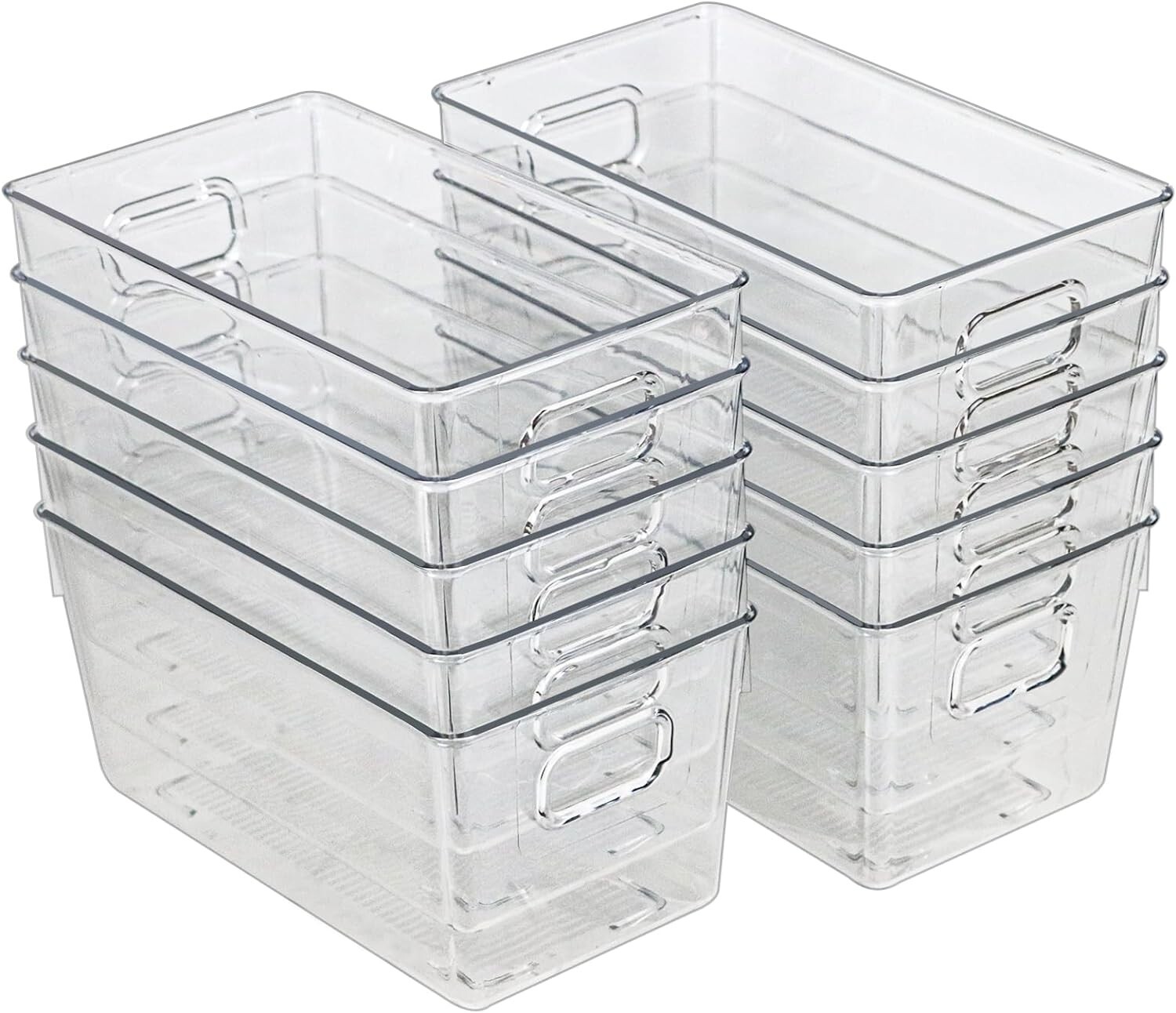 10-Pack Clear Storage Bins with Handles for Kitchen & Pantry Organization