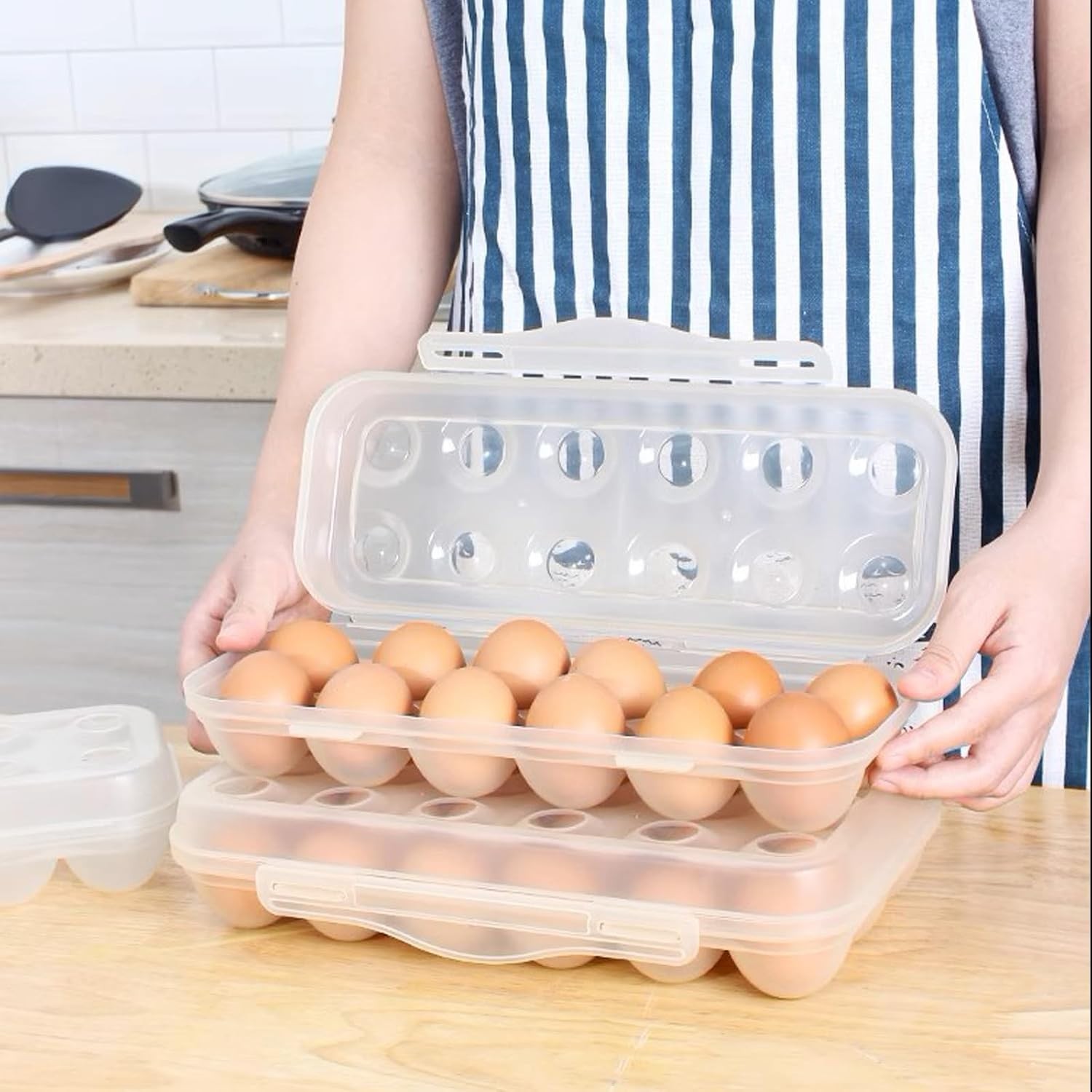18 Grid Egg Container, 2 Packs Egg Holder Plastic Egg Storage Box Egg Organiz…