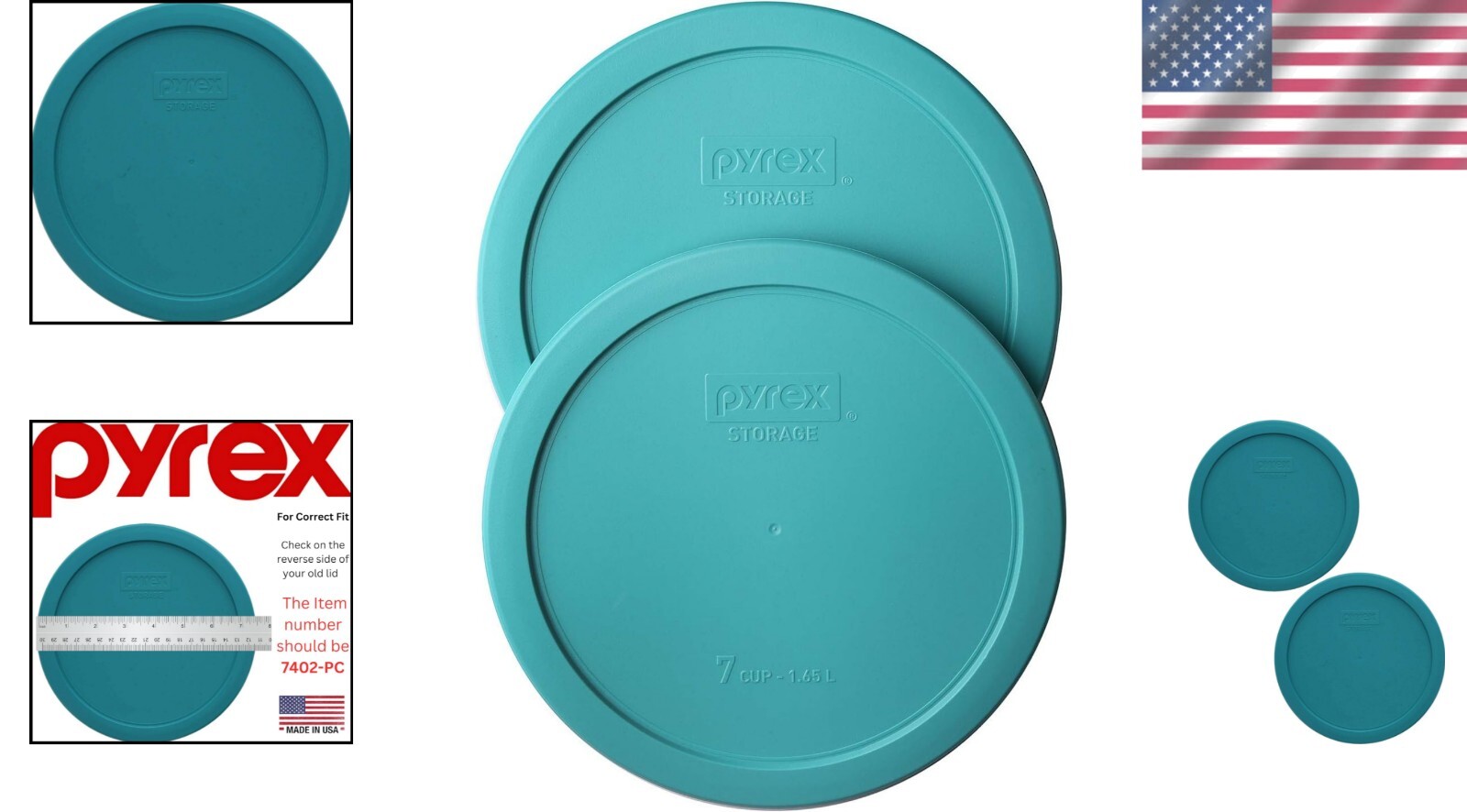 7-Cup Turquoise Plastic Food Storage Lids – 2 Pack, Microwave & Dishwasher Safe