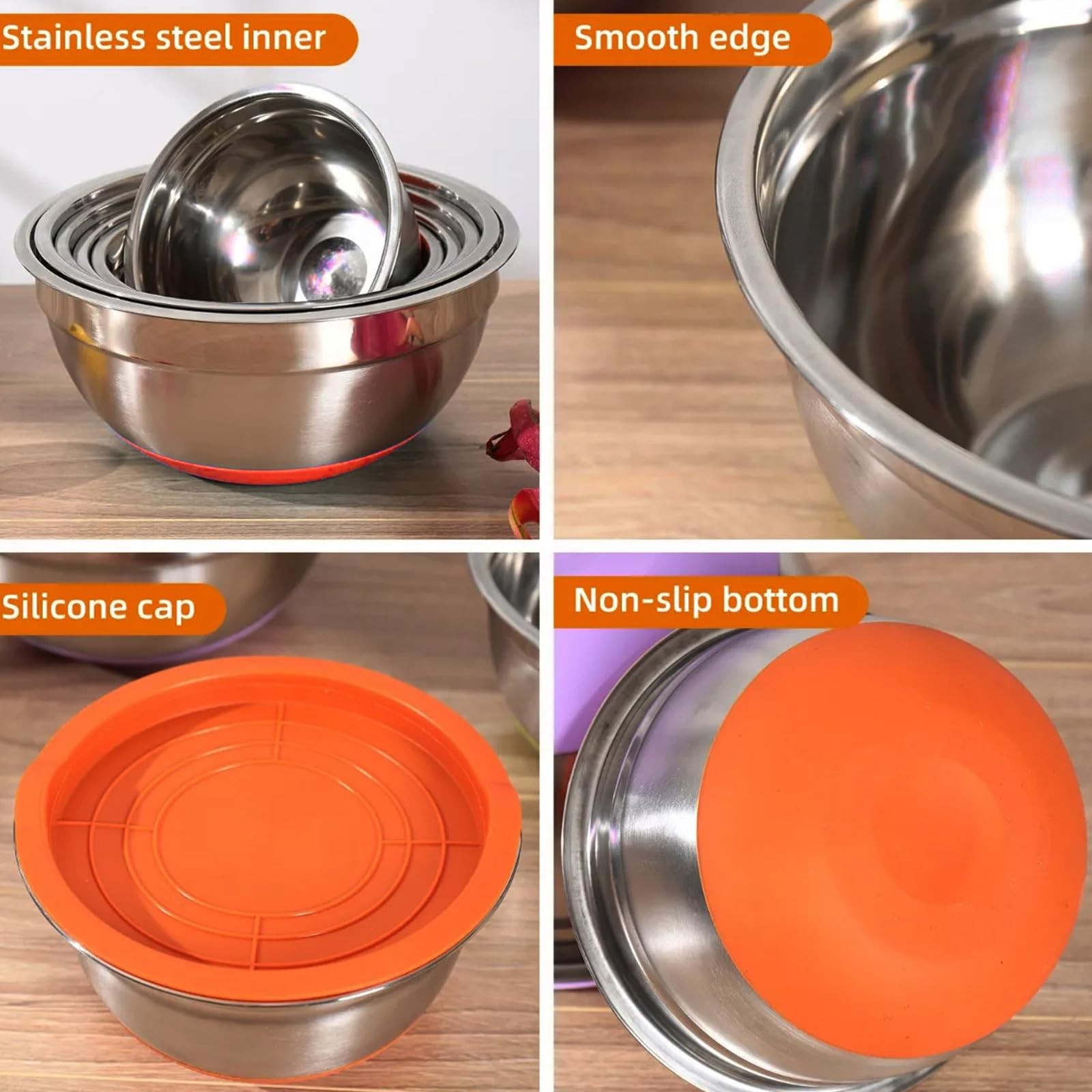 Stainless Steel Mixing Bowls with Lids 6 Piece, Kitchen Food Storage Organize…