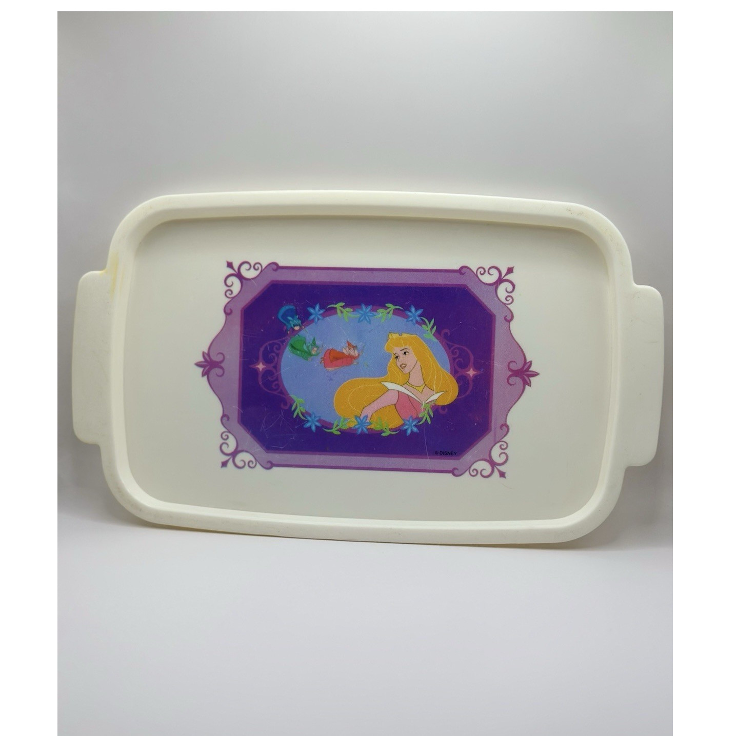Tootsietoy Disney Princess Aurora Plastic – Tea Set Tray – White Used – Vintage