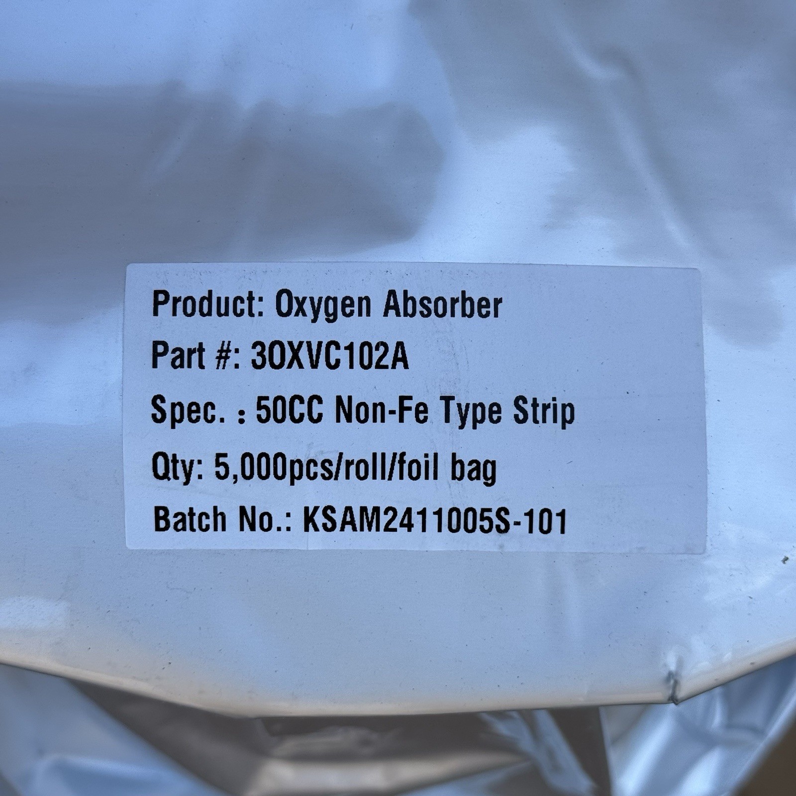 Lot of 5000 Oxygen Absorbers 50cc Food Grade WISEOXY Factory Sealed