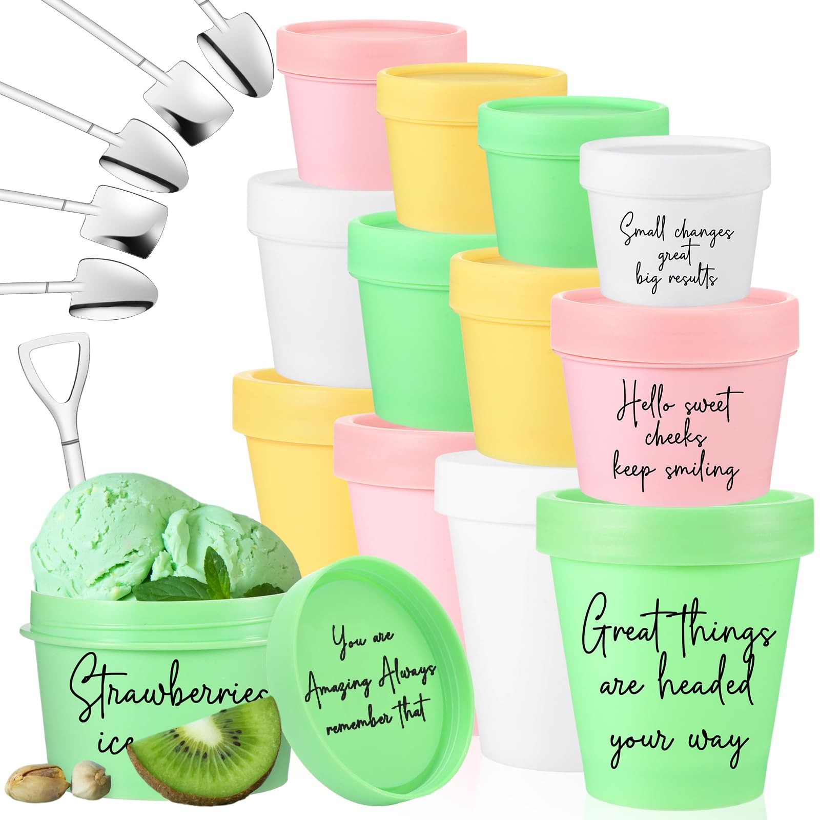 SiliFine 12 Sets 3 Sizes Portion Control Ice Cream Containers for Homemade…