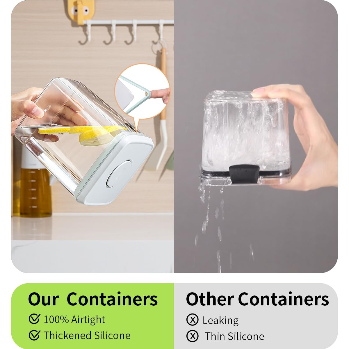 Food Storage Containers with Lids,2.9Qt 2Pcs Airtight Pop Food Storage Contai…