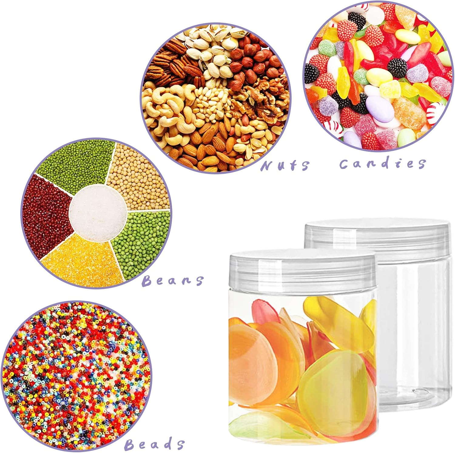 20 Pack 4Oz Clear Plastic Jars with Lids,115Ml Wide-Mouth Refillable Storage Con