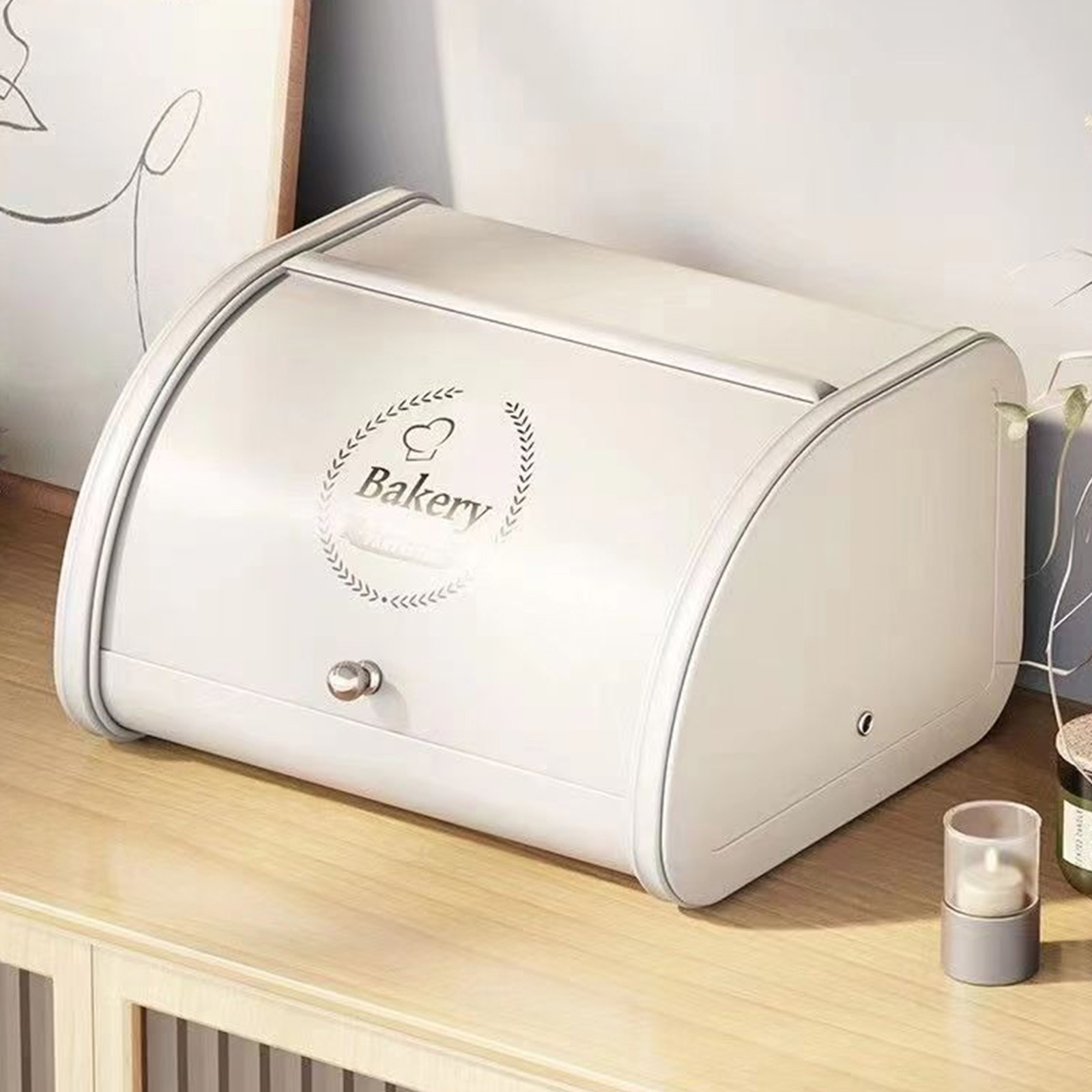 Bread Box with Roll-up Lid Large Capacity Stainless Steel for Kitchen Countertop