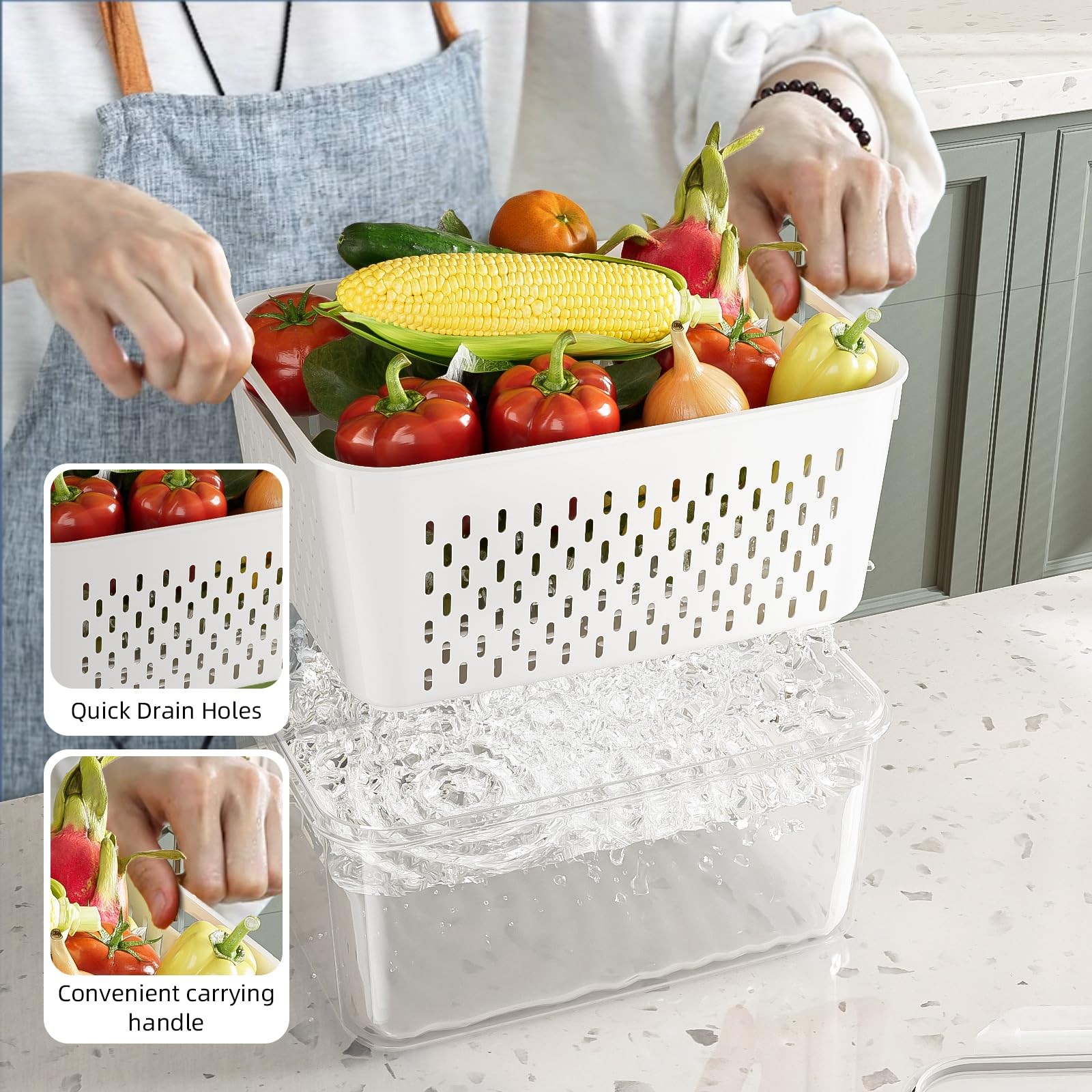 KEMETHY 10 Pack Fruit Storage Containers for Fridge with Removable Colanders …