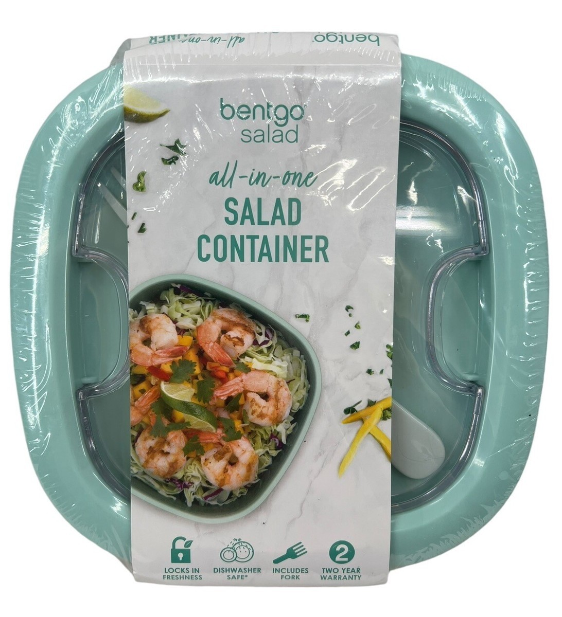 Bentgo All-in-One Salad Container Large Bowl, Bento Box Tray, Aqua NWT