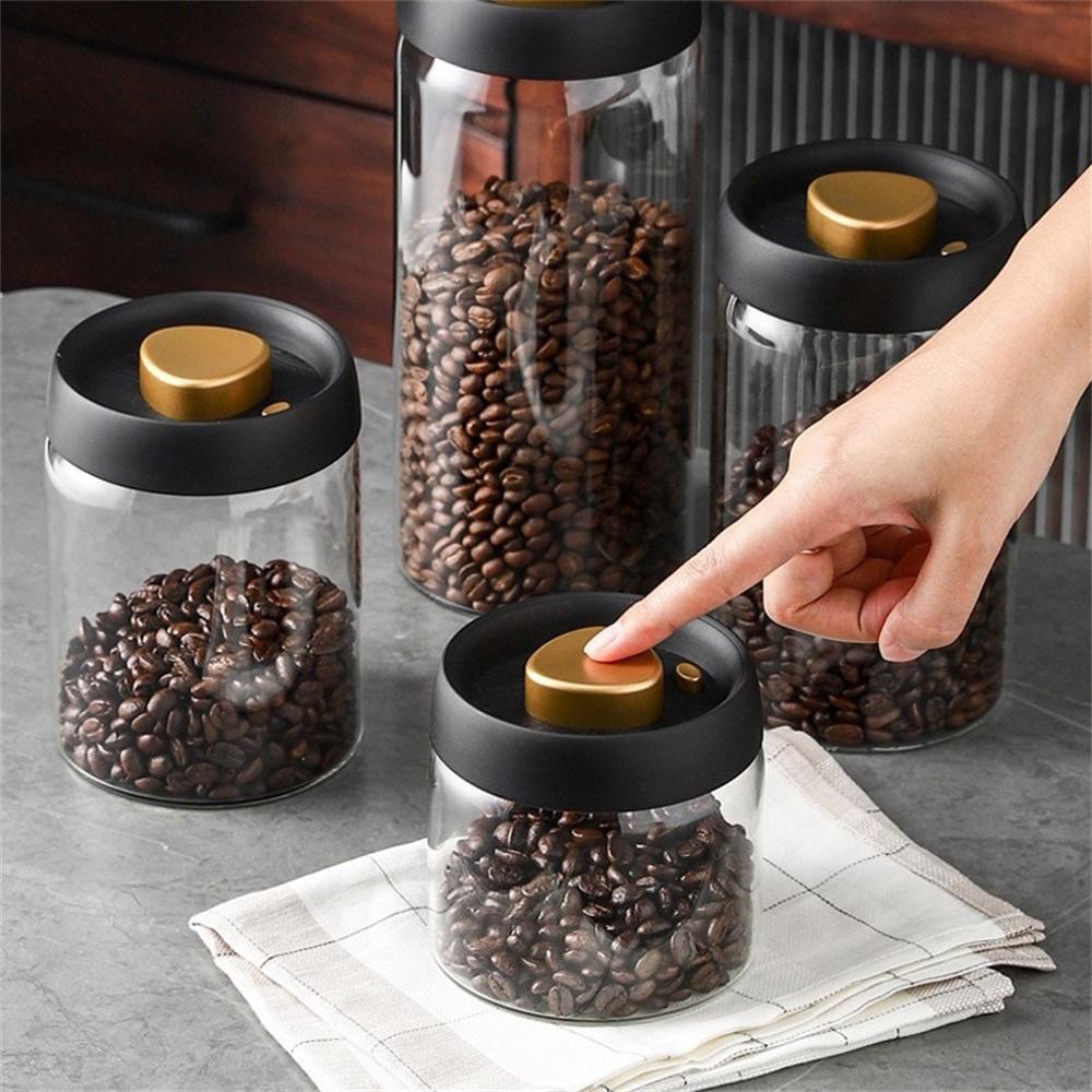 1pc Coffee Beans Vacuum Sealed Tank Household Glass Food Storage Tank for Moistu