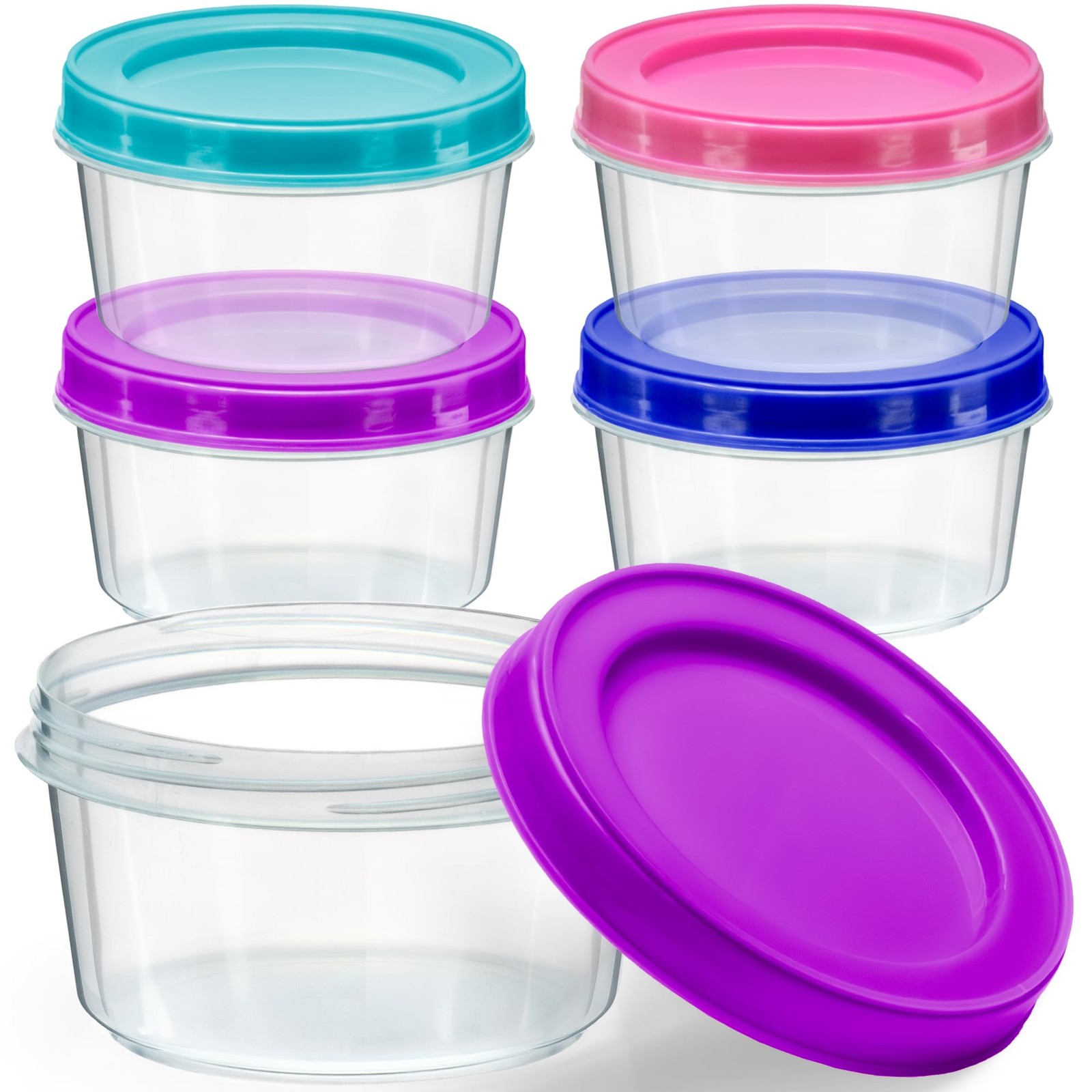 DecorRack 4 Pack – 7 oz Plastic Food Storage Containers with Screw Lids, BPA-…