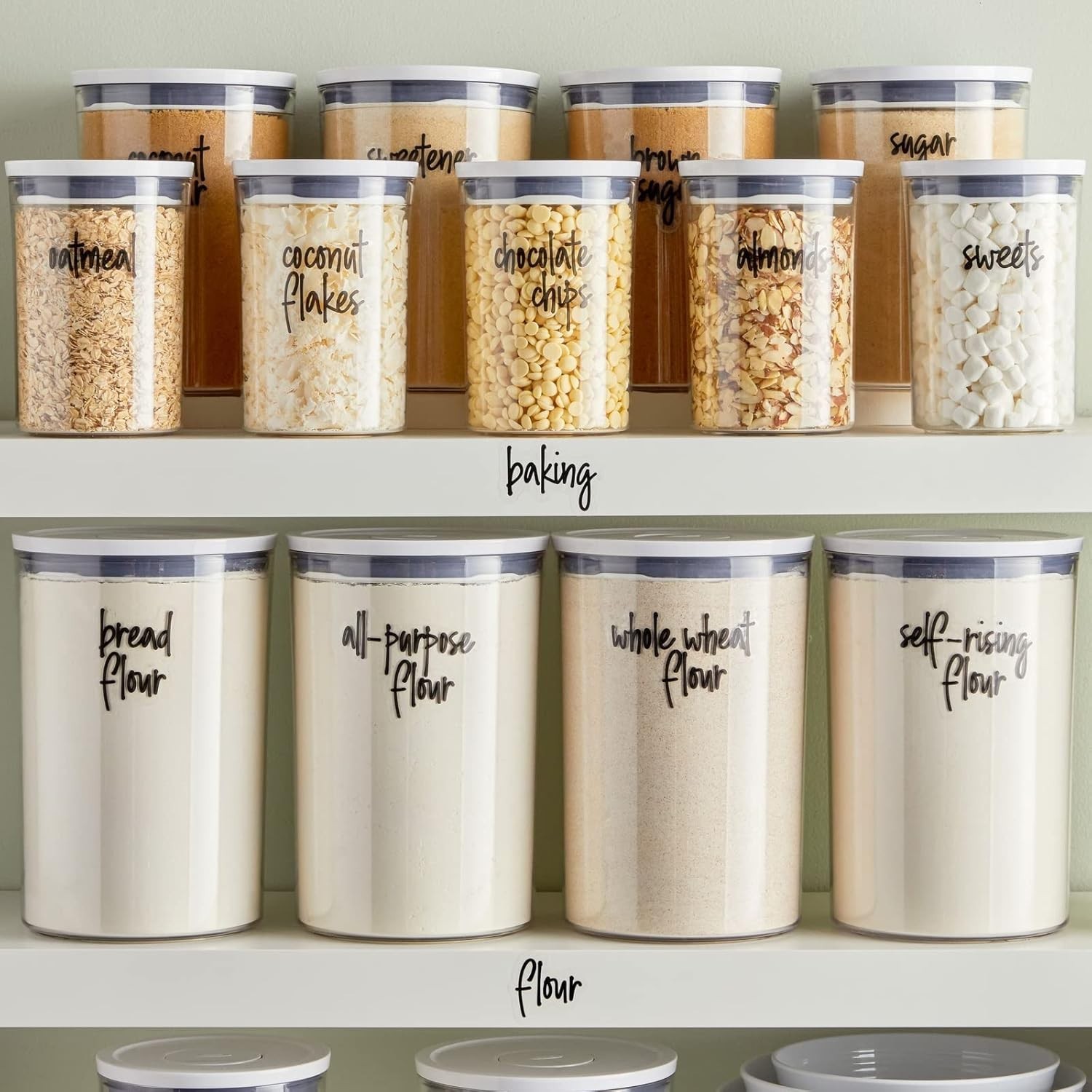 Pantry Labels for Food Containers – 157-Piece, Black Script Vinyl – Jar & Bin…