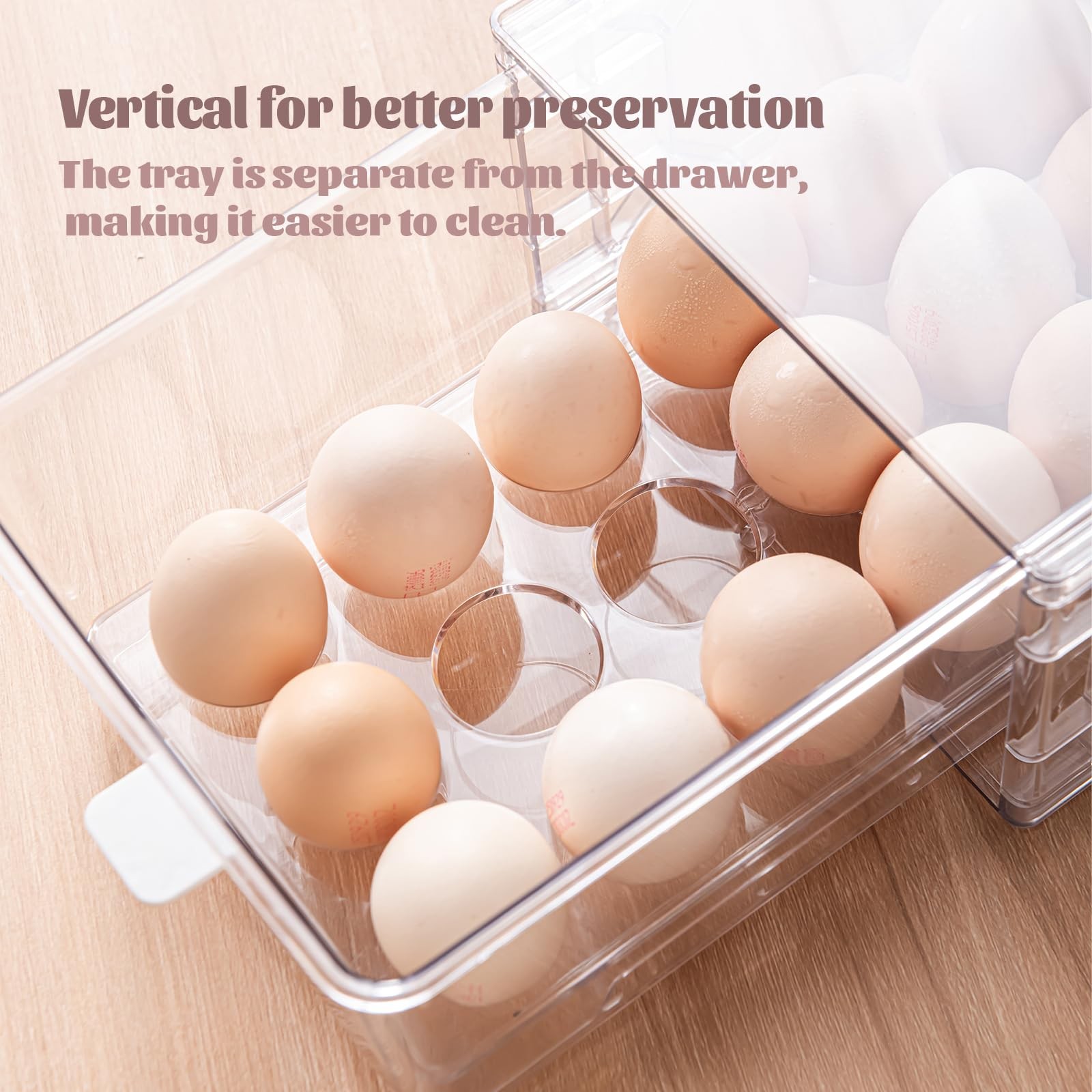 BPA-Egg Storage Drawer – Stackable Refrigerator Egg Holder, 2 Pack, 36 Egg Tray.