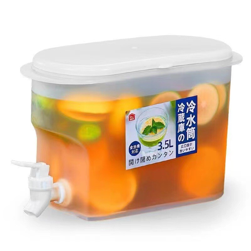 3.5L Water Drink Bucket Beverage Dispenser with Faucet Refrigerator Cold Kettle