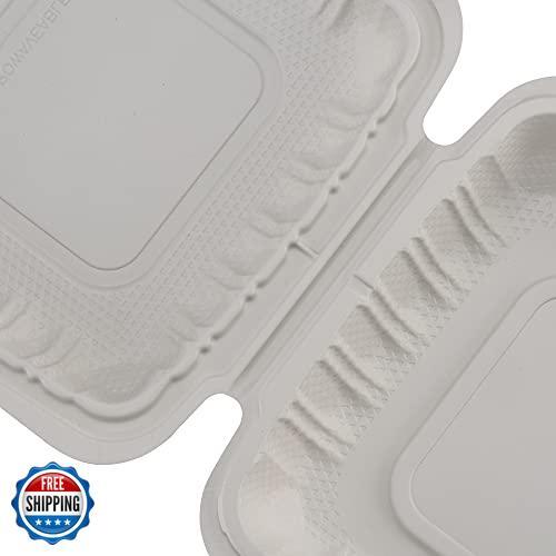 TIYA Clamshell Food Containers – White Bulk 150 Pack, 8×8 in – BPA-Free Plast