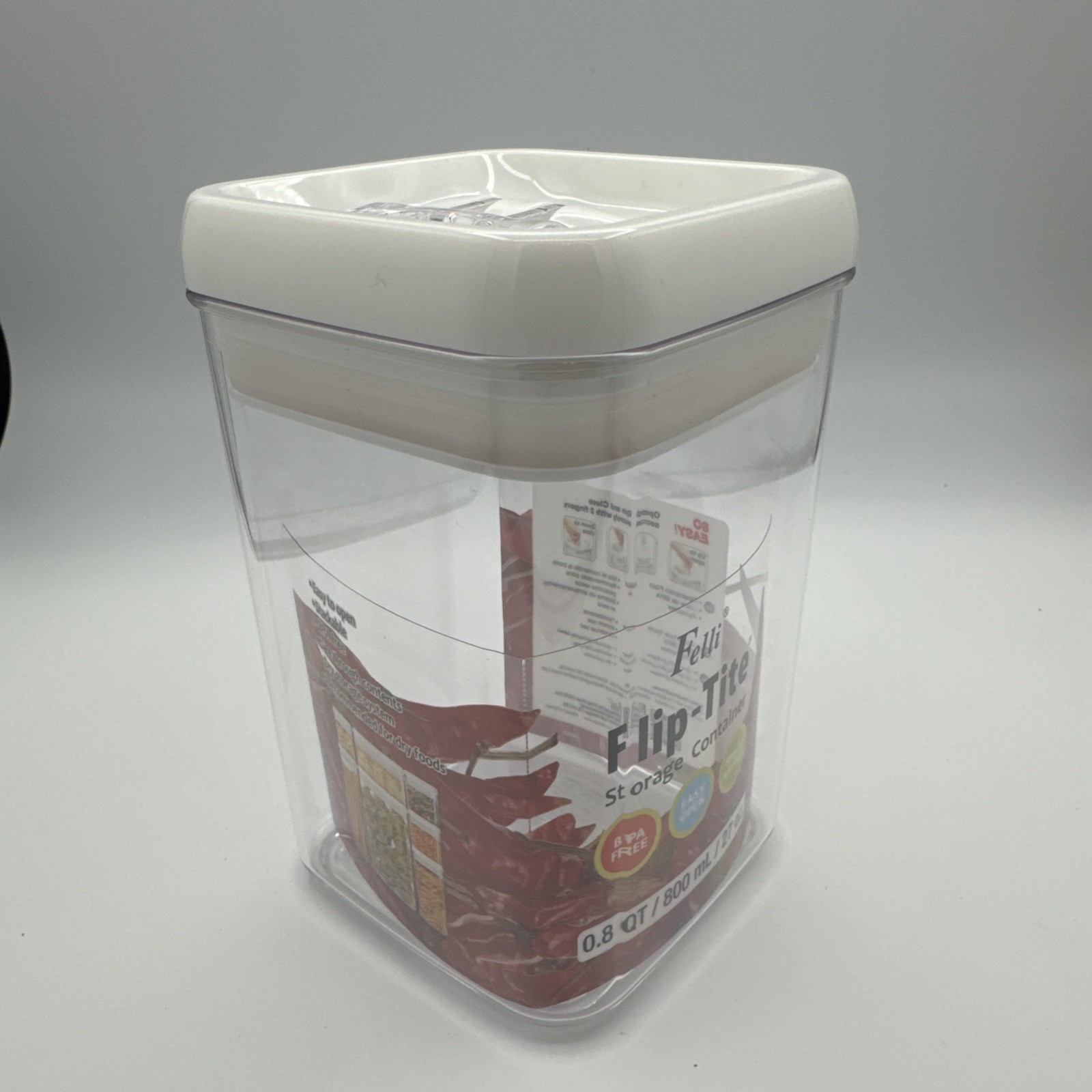 Felli Flip Black Tite Storage Container 1 PC Airtight Lid 3.4 Cups/800 Ml