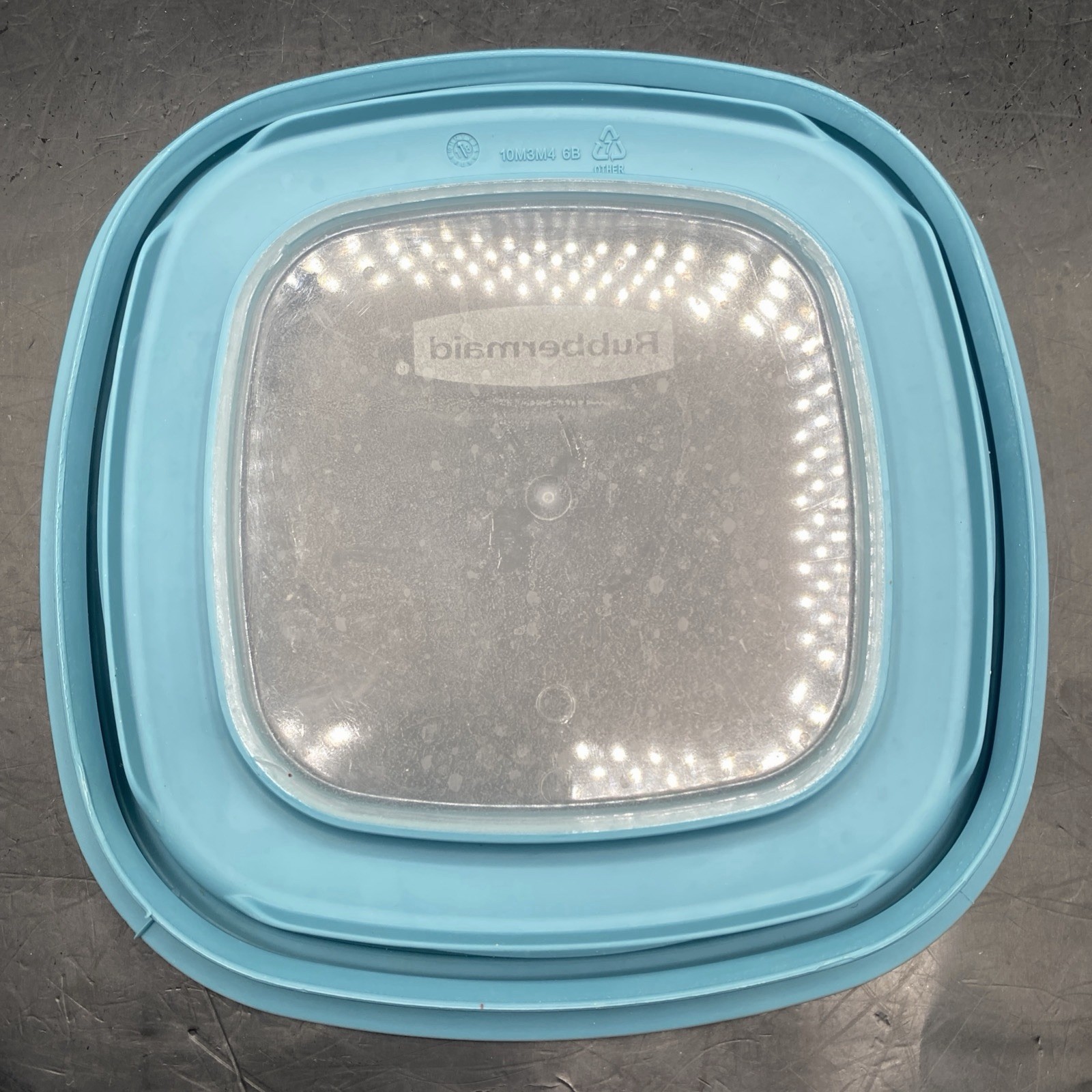 4 Rubbermaid Flex N Seal Window Lids Only Blue 7″ 10M3M4 Replacement Square Lot