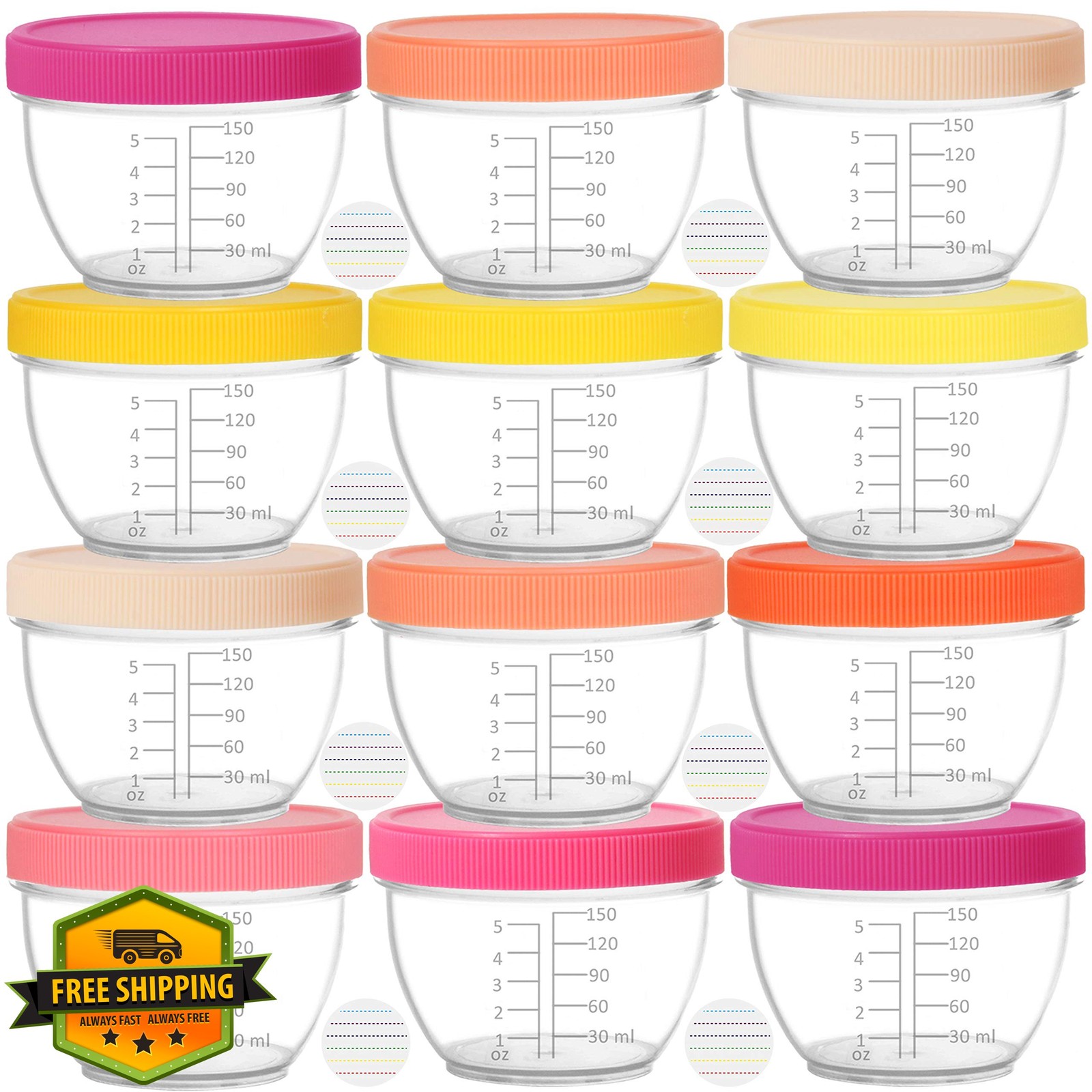 Youngever Baby Food Containers 6oz 18 Sets