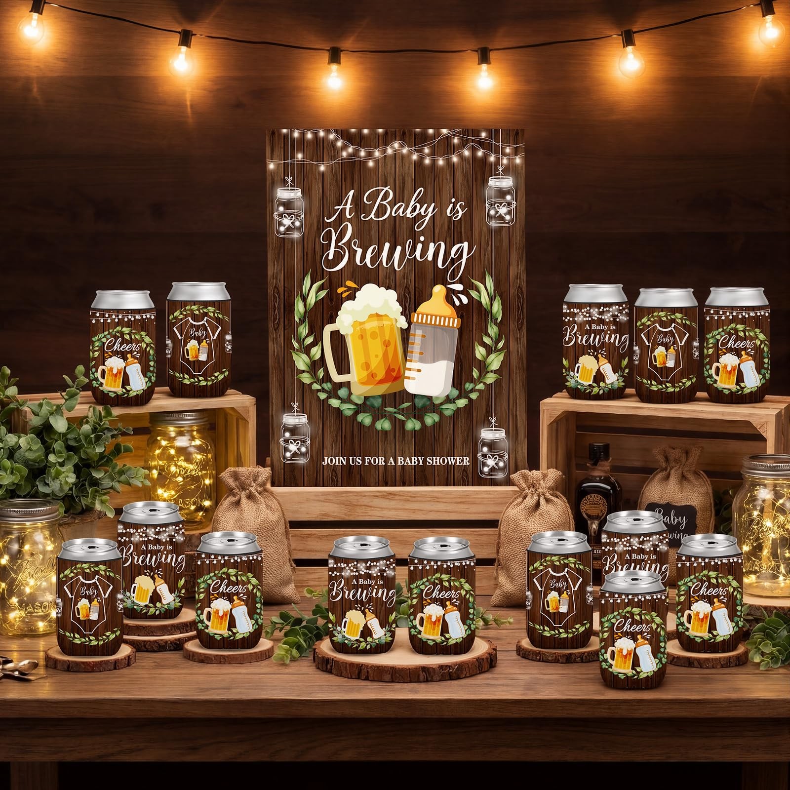 Silifine 37 Pcs A Baby Is Brewing Baby Shower Party Favors Brewing Beer Can