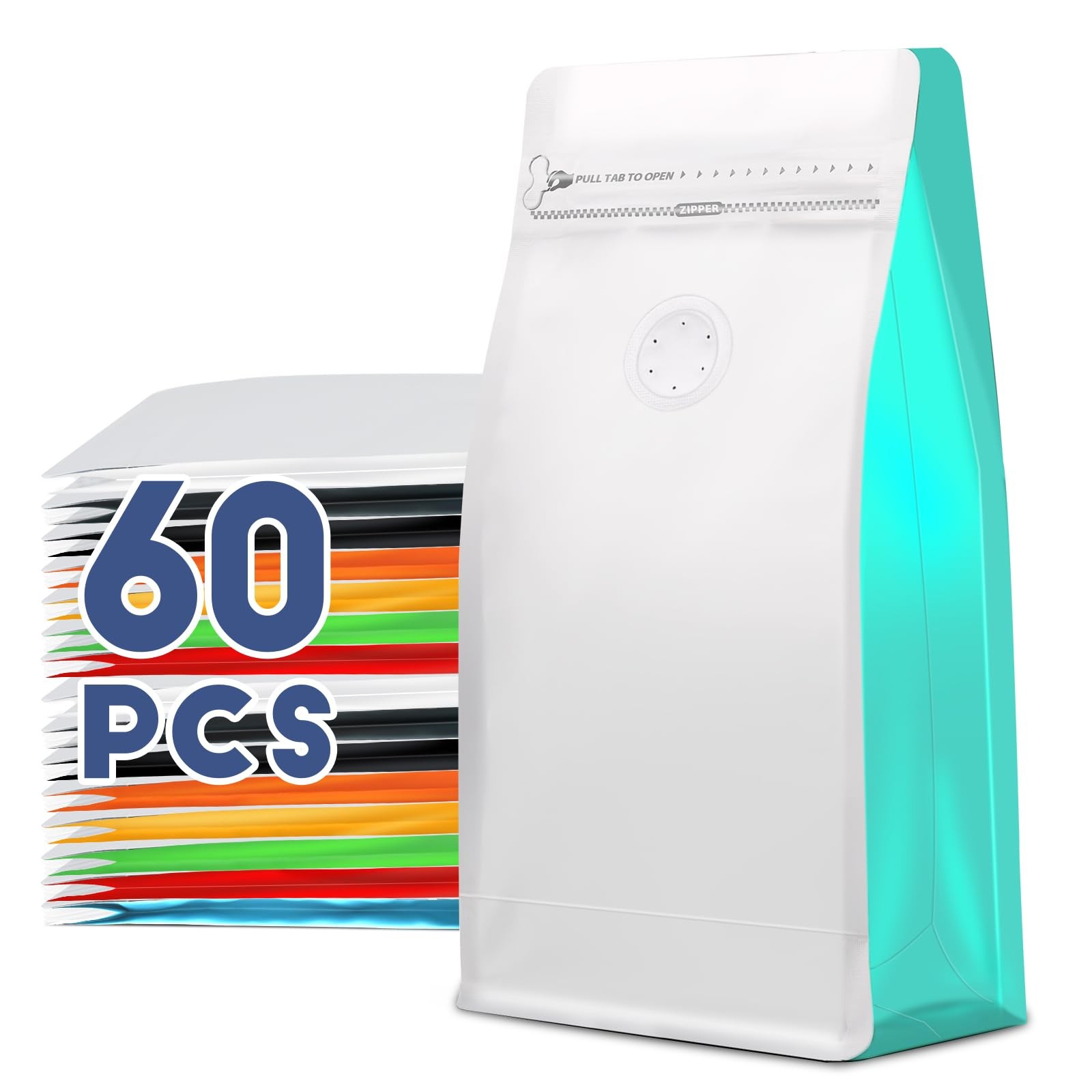 16oz 1 Lb 60pcs Coffee Bags With Valvecoffee Packing Bags Vented Coffee Bean Bag