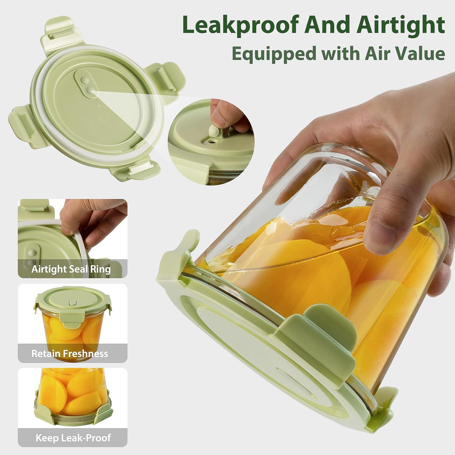 3Cup/23Oz Glass Meal Prep Containers with Vented Lids Food Storage, 4 PACK | Sou