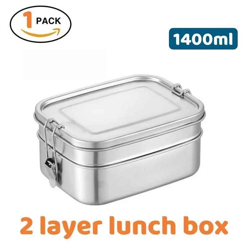 1 Pc 304 Stainless Steel Airtight Bento Lunch Box BPA Free Adult Meal Prep Box