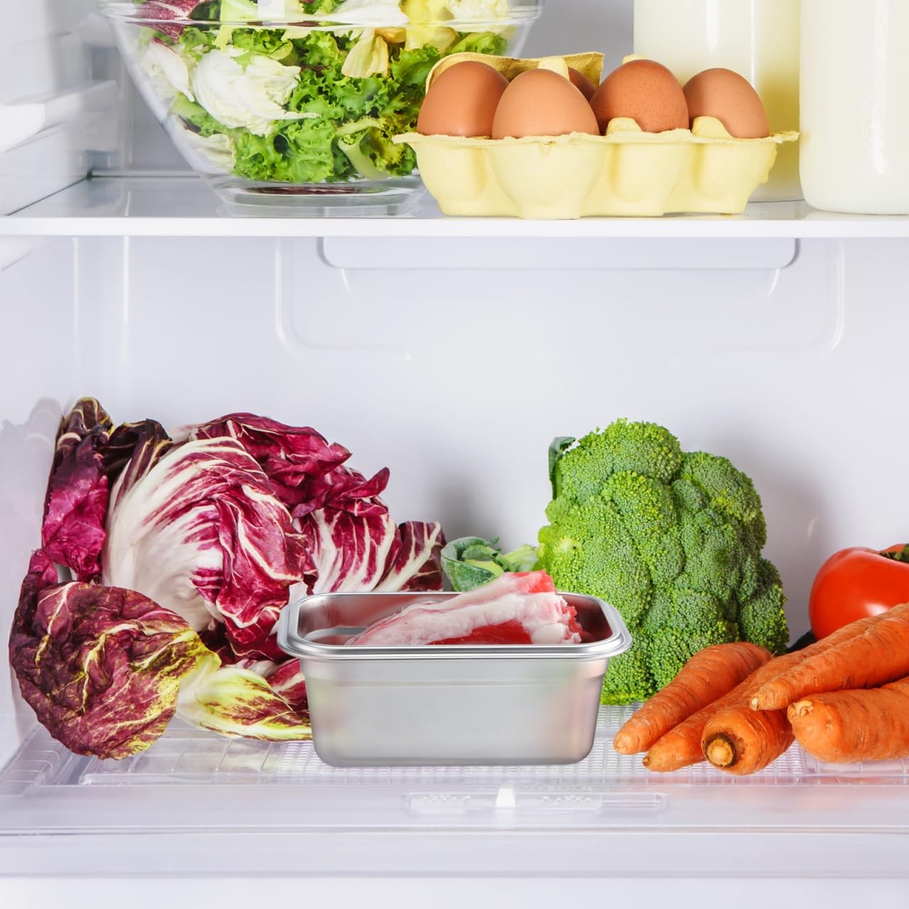 Stainless Steel Freezer Containers Multi-Function Food Storage Ice Silver