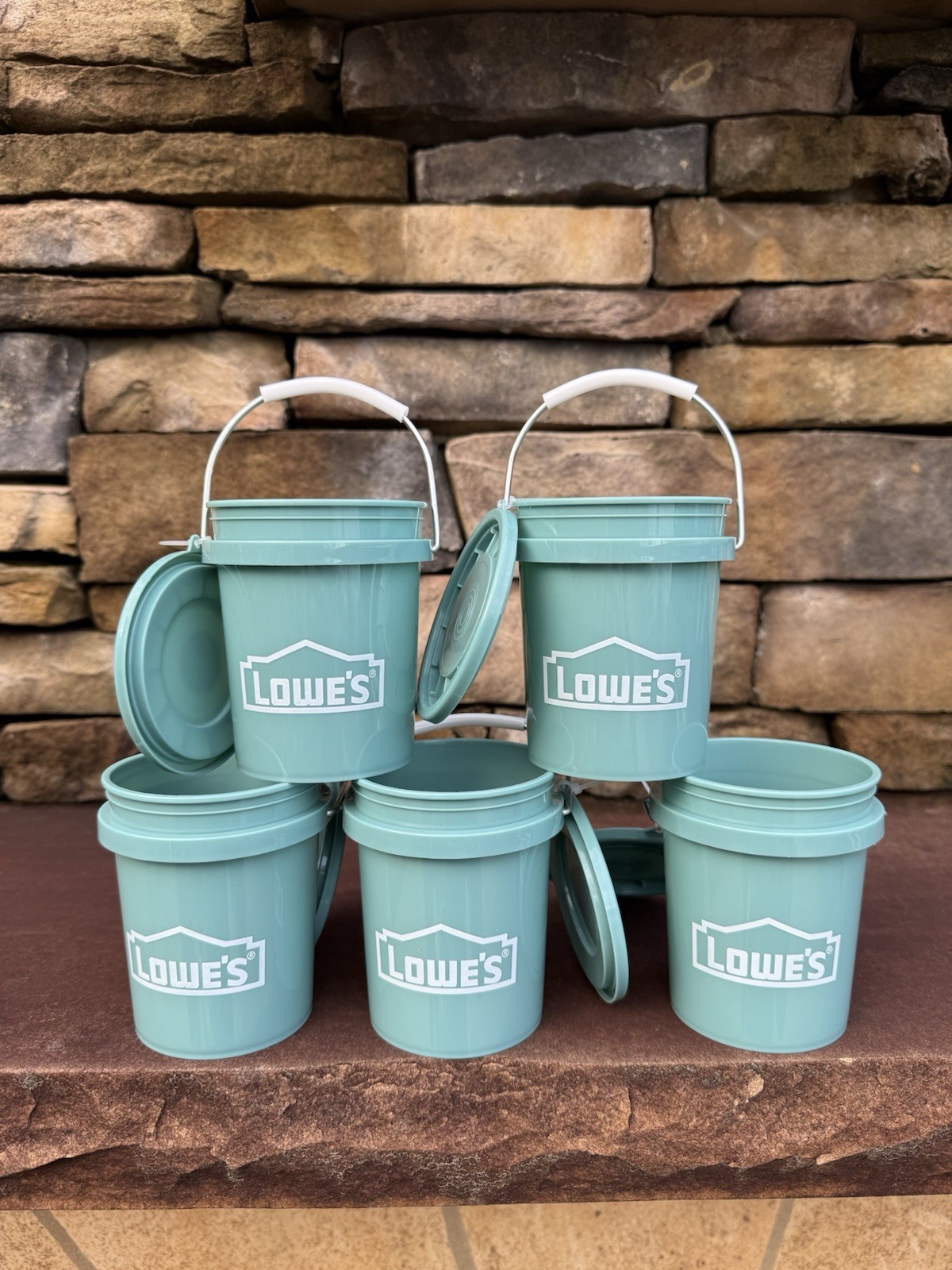 Lowe’s Teal 0.42 Qt BPA-Free Mini Buckets w/ Lids Set of 5 Collectible NEW