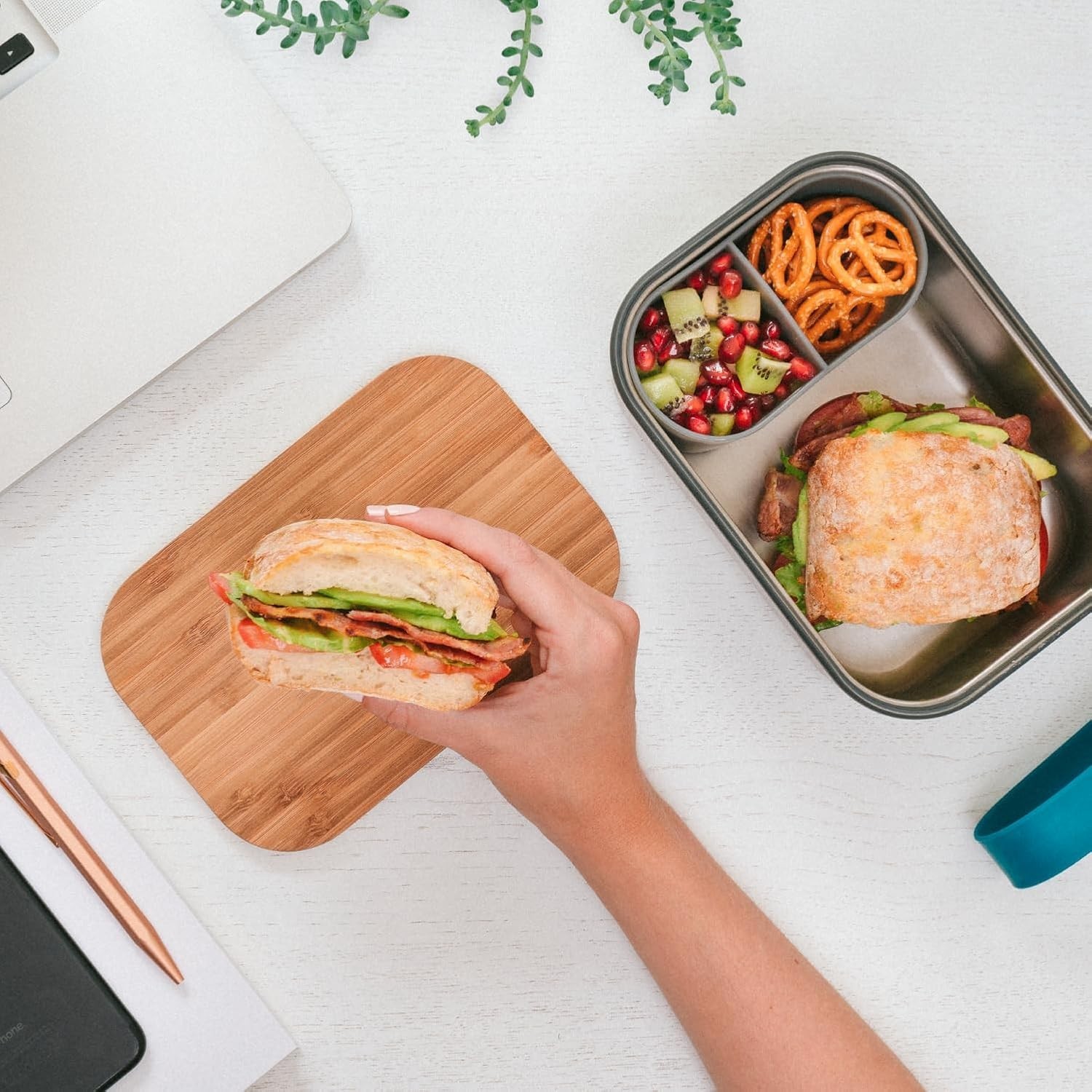BLACK + BLUM Plastic Free Meal Prep Lunch Food Container with Bamboo Lid1.25L