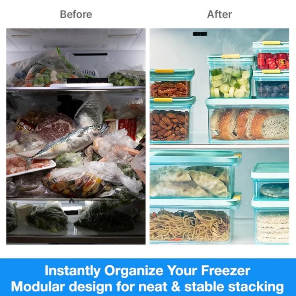 HFL106 Freezer Fit Plastic Food Storage Container with Lid for Kitchen, Lunch, M