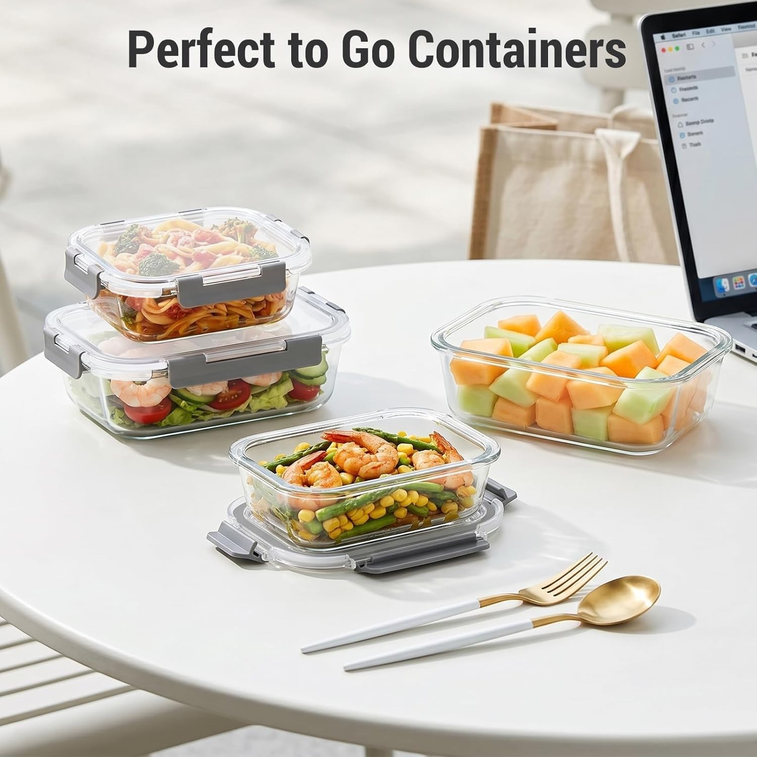 Stylish Gray Glass Meal Prep Containers – Airtight & Lockable for Freshness