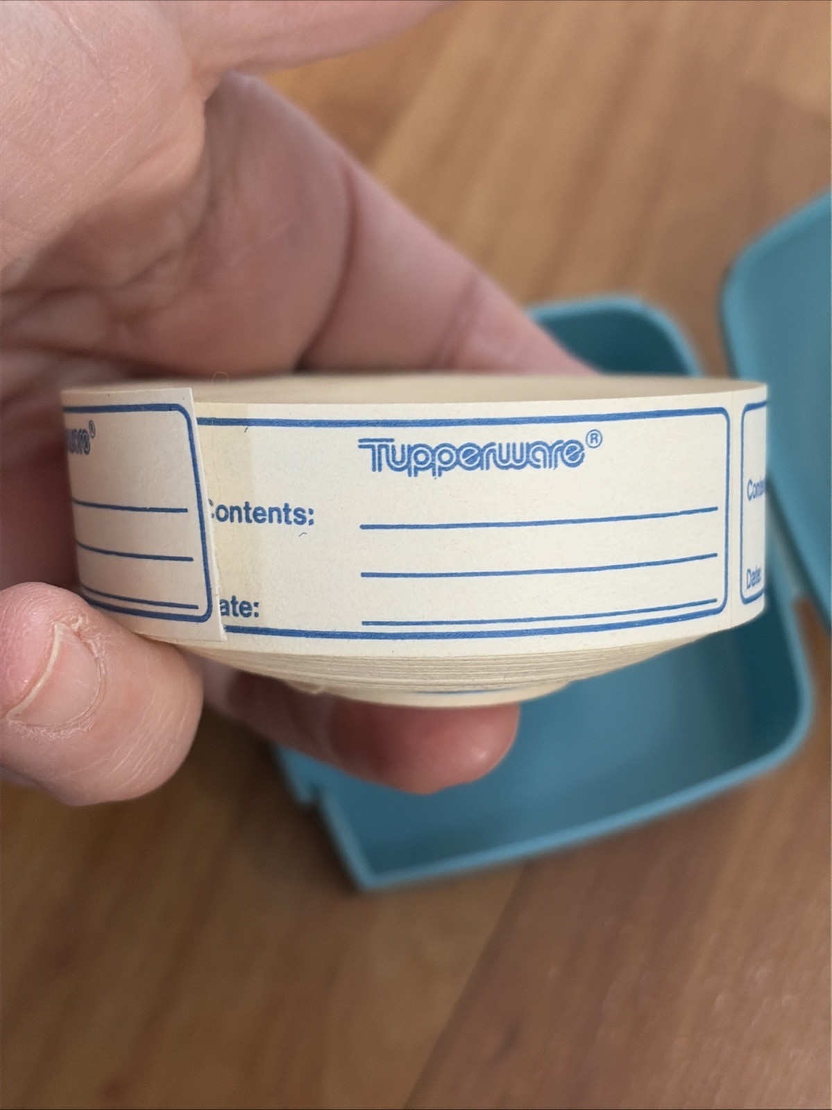 Tupperware label stickers in original dispenser light blue Incl stickers VTG