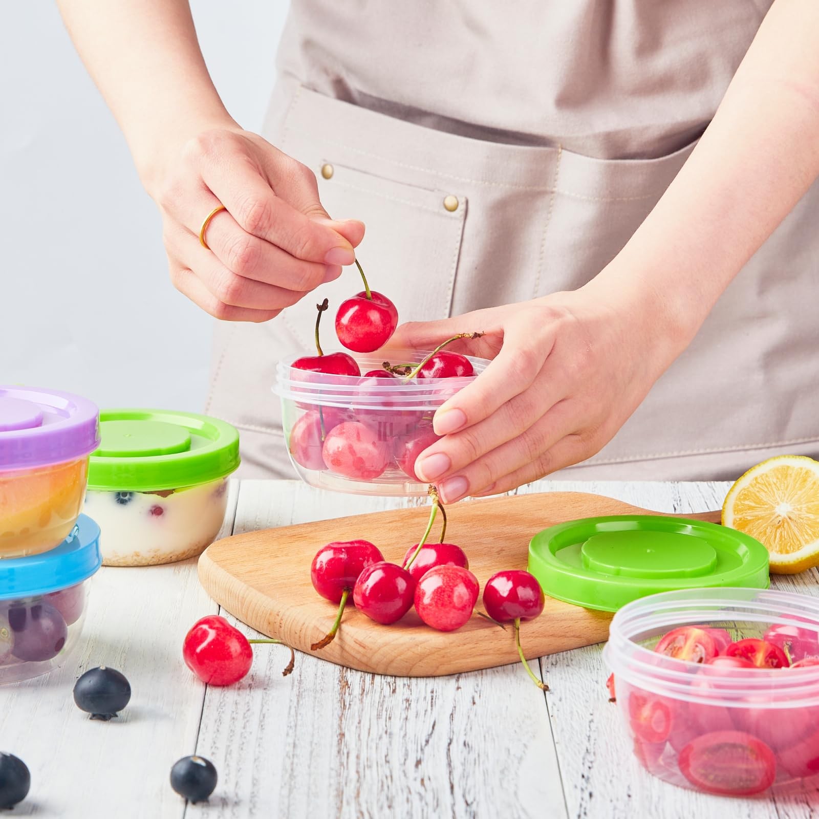 Zezzxu 5 oz Small Freezer Storage Containers 5 oz, Purple, Pink, Blue, Green